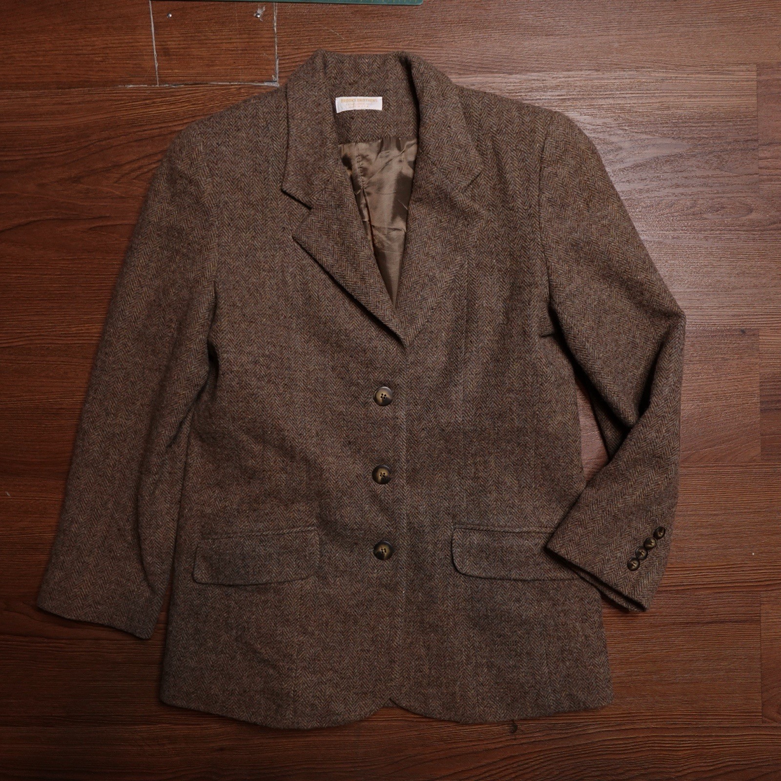 Vintage Brooks Brothers Wool Tweed Herringbone Blazer Sport Coat Sz 10 USA Made