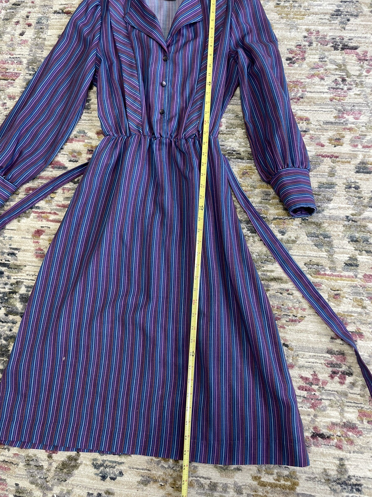 Vintage Secretary Dress Purple Multicolor Strips Size 11/12