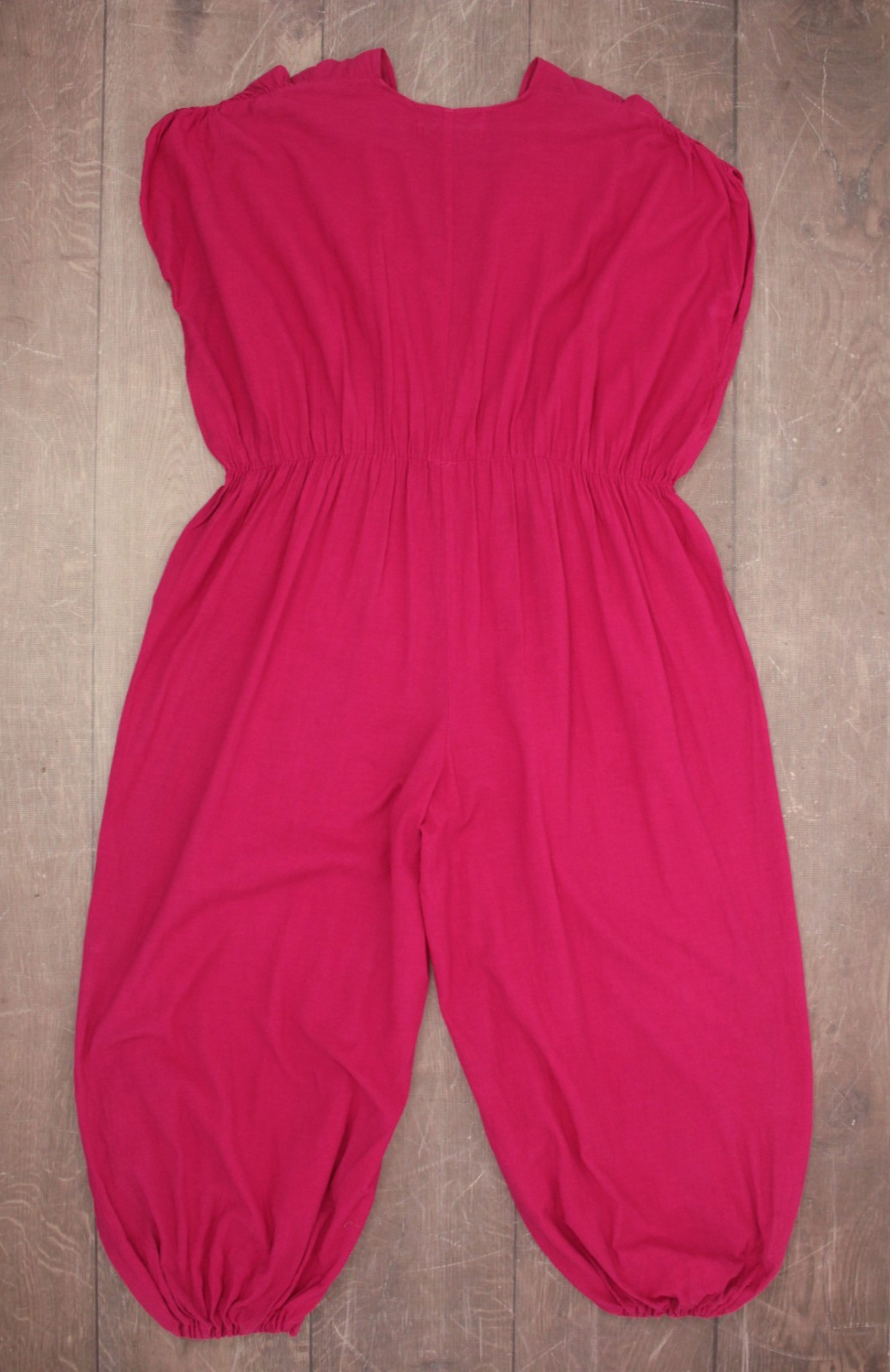 Vtg Women’s 80s Fuchsia Loose Fit Cotton Jumpsuit Sz M/L 1980s New Hero