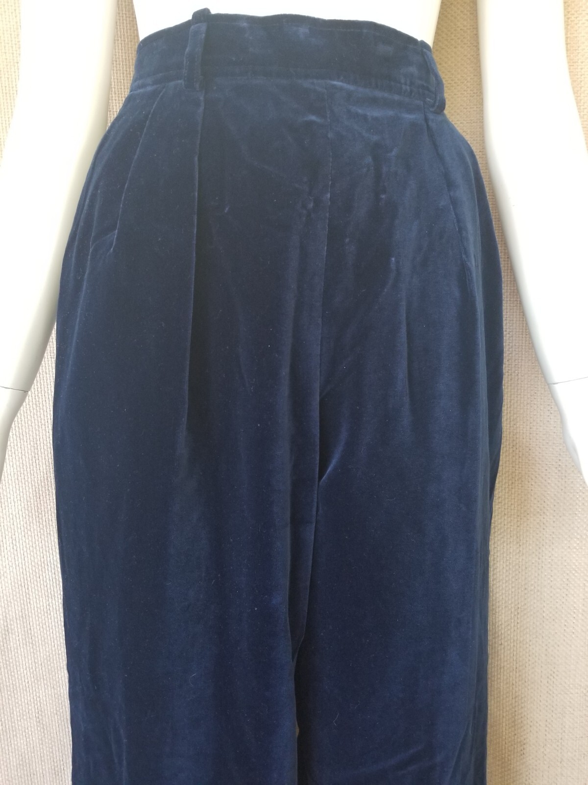 1980’s YVES SAINT LAURENT RIVE GAUCHE Blue Velvet trousers Womens Vintage Pants