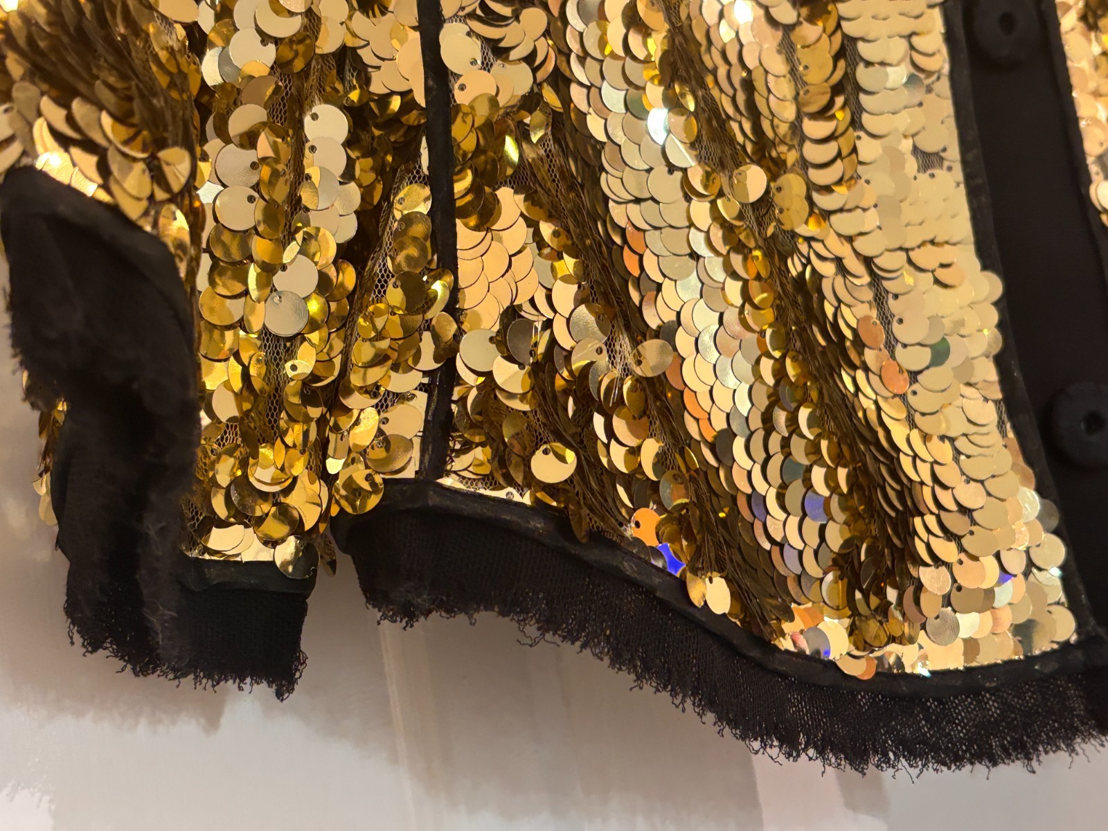 RARE 90s VTG D&G Dolce Gabbana Gold Sequin Jacket Black Trim Italy 40 COA Small