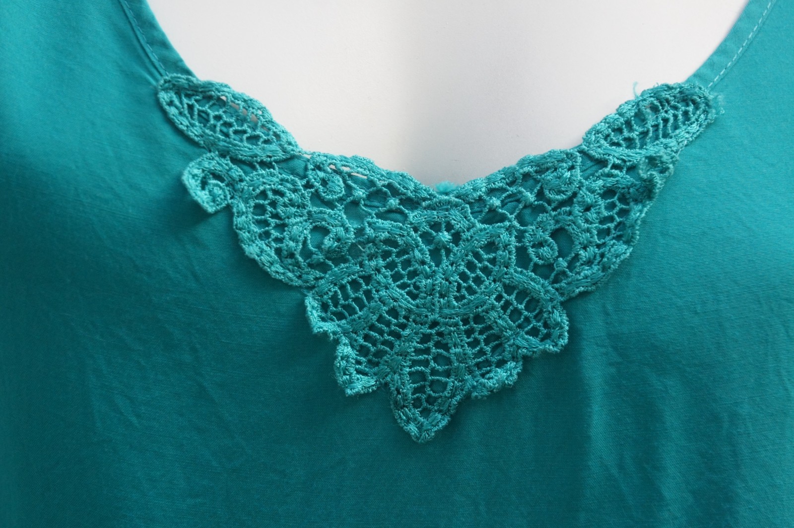 Vintage 80s Lace Trim Teal Tank Top By Impressions Of California Boho