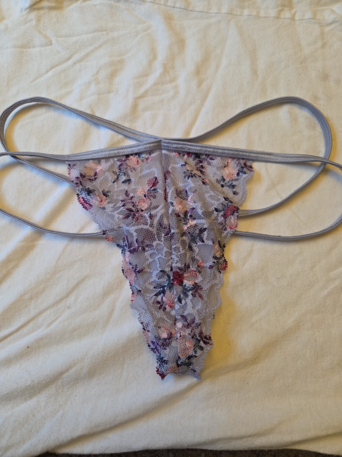 Vtg Victoria’s Secret Pink Lace Double String V String L