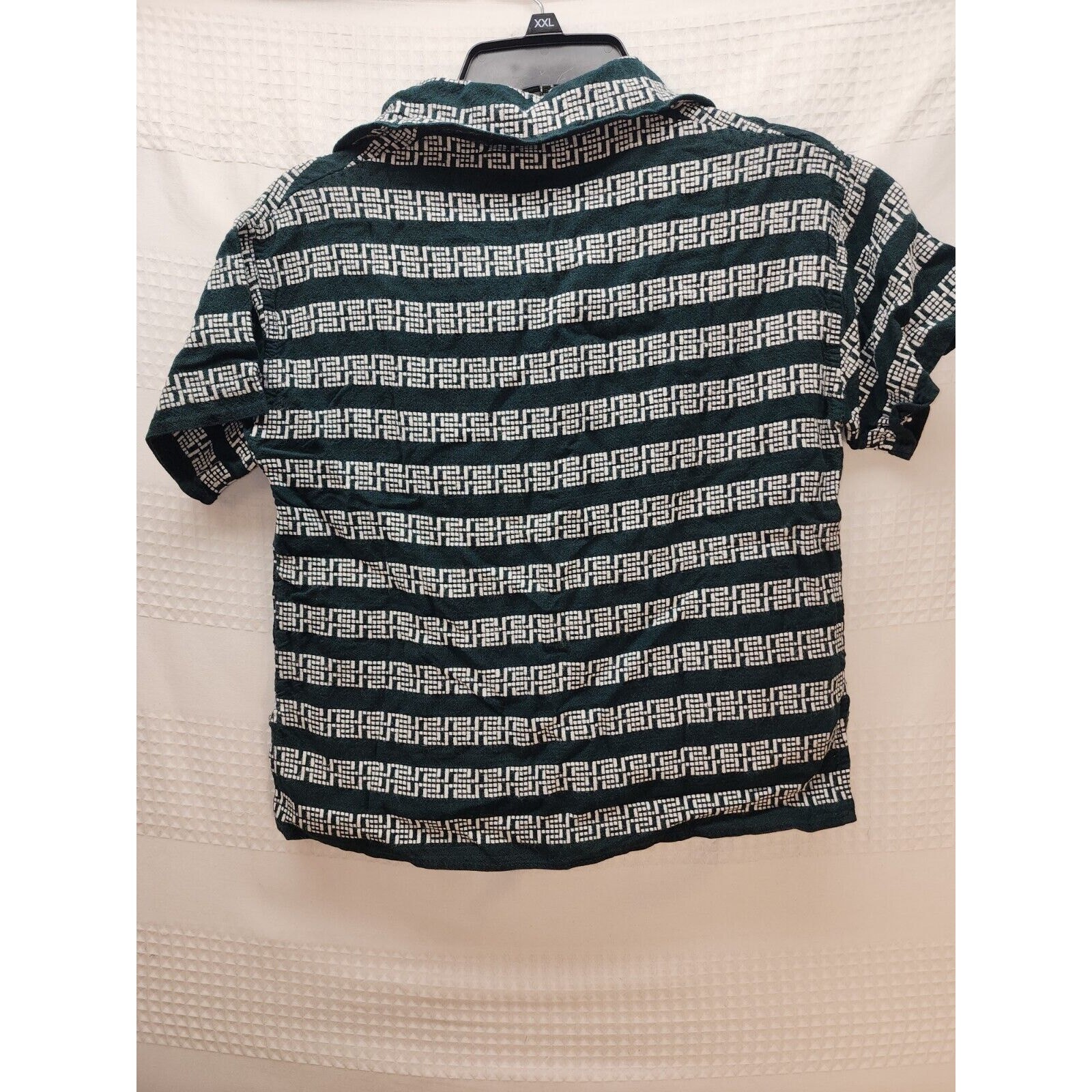 Vintage Minerva Blouse Med Green Short Sleeve Henley Pockets Made In Greece 5102