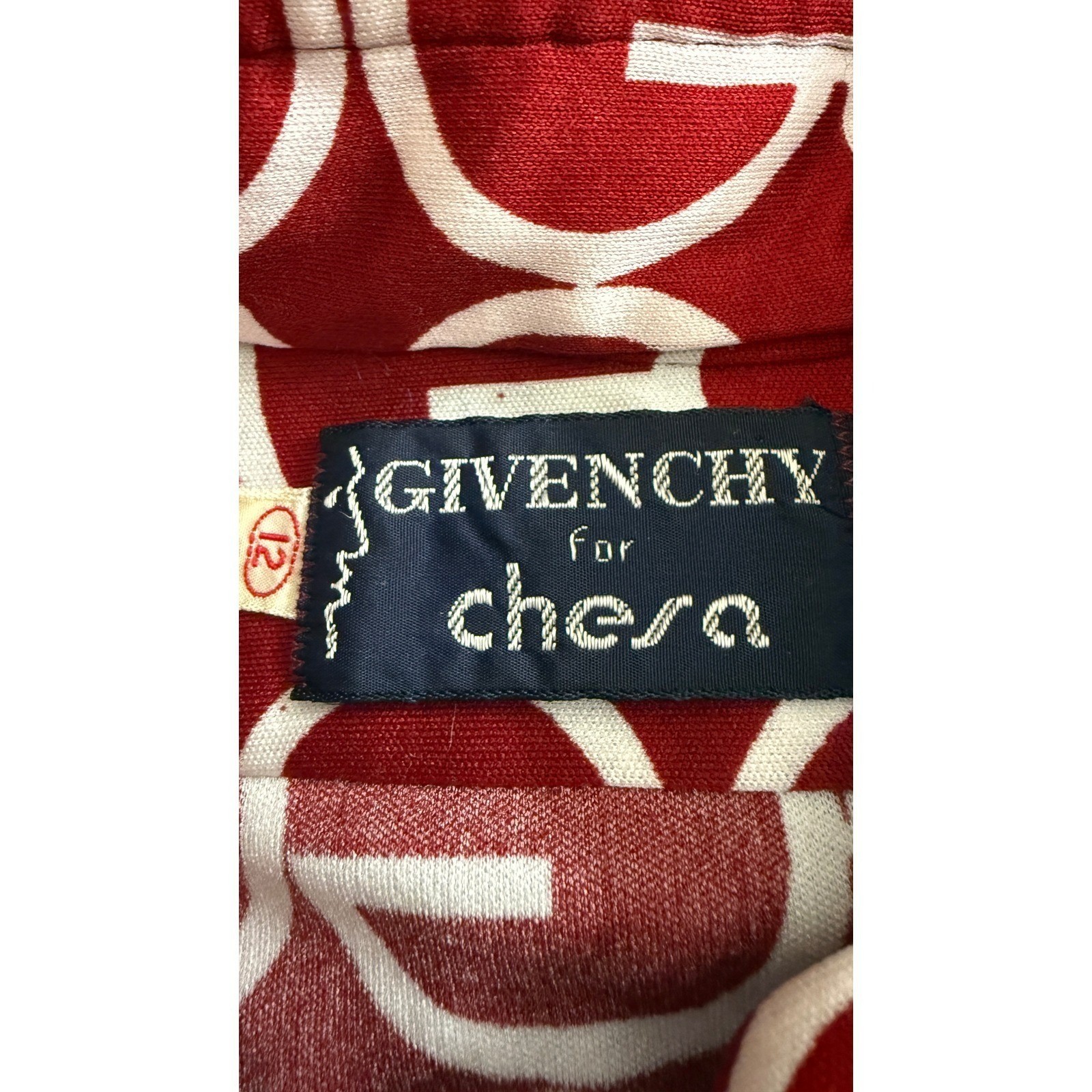 Givenchy for Chesa Red Monogram Logo Button Up Legally Blonde Rare Vintage 70’s