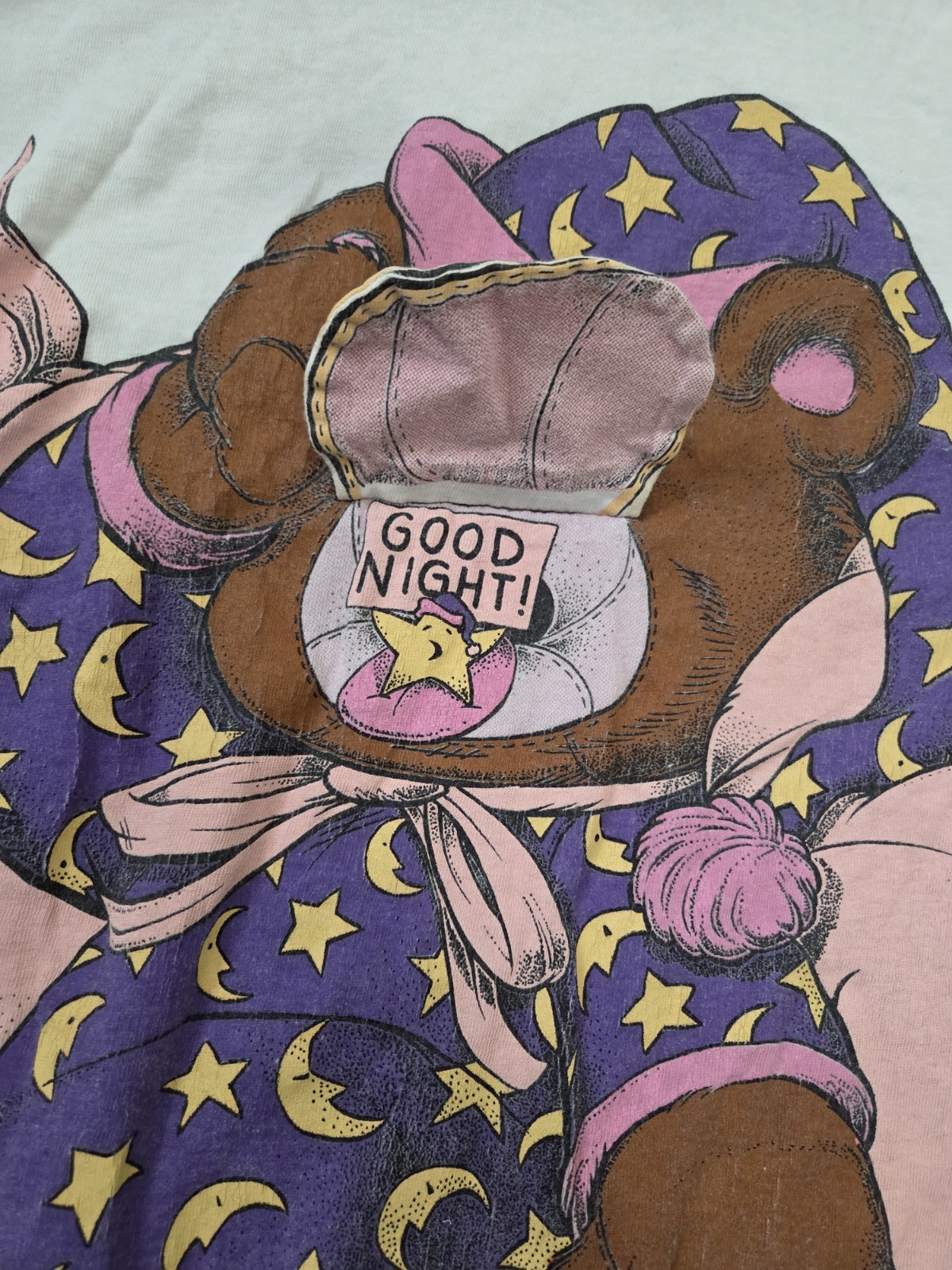 Vintage Single Stitch Bear Sleepy Bear Mouth Flap Yawn Sleepshirt Nightgown O/S