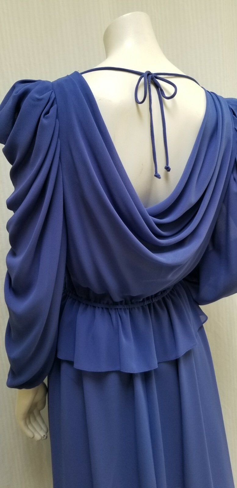 Vintage 1980’s BILLY JACK FOR HER Sheer Purple Goddess Draped DRESS -Size M- EUC