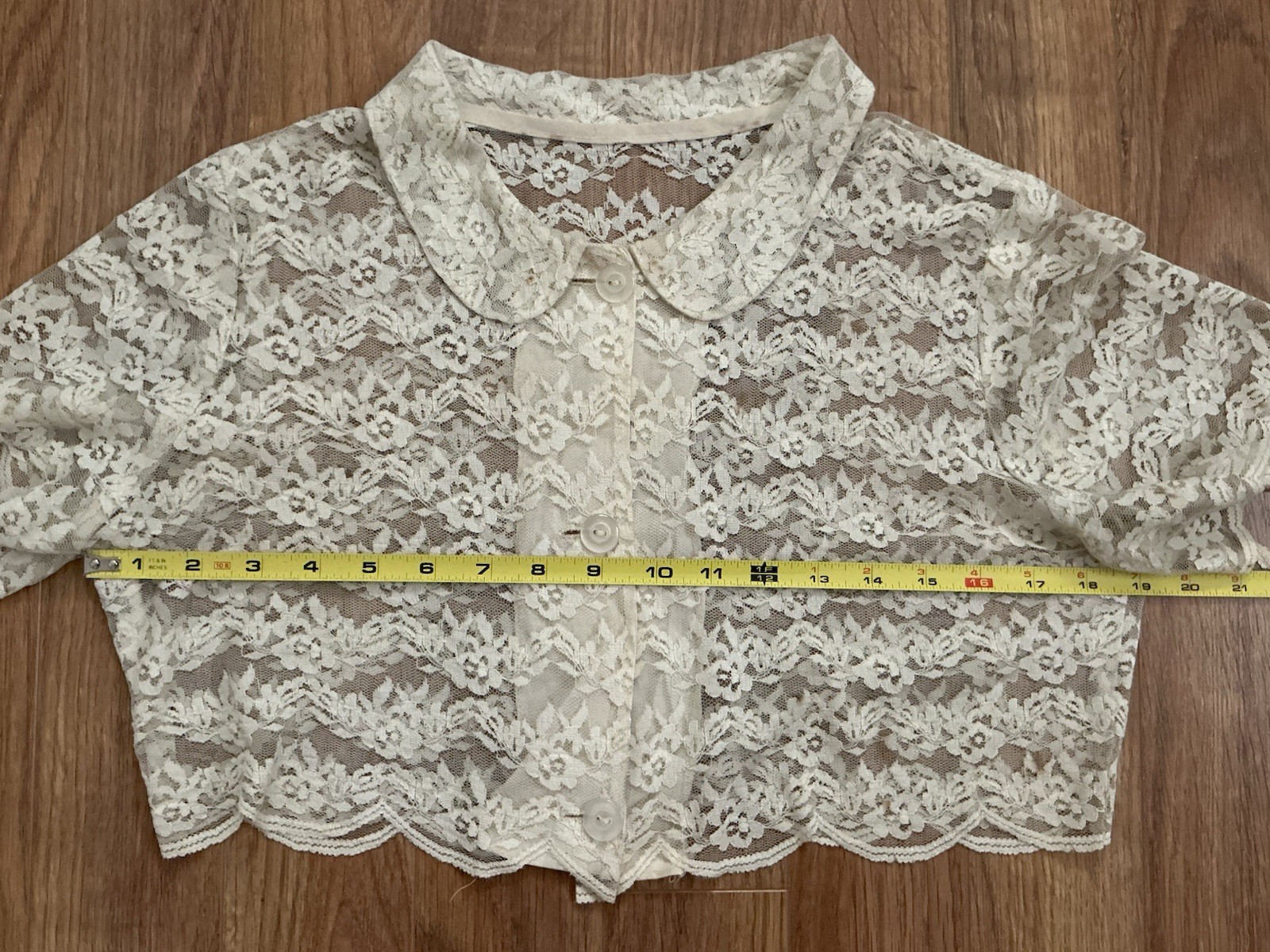 Antique Victorian Bed Jacket Floral Net Scalloped LACE~Medium~TLC~Restore~As Is.