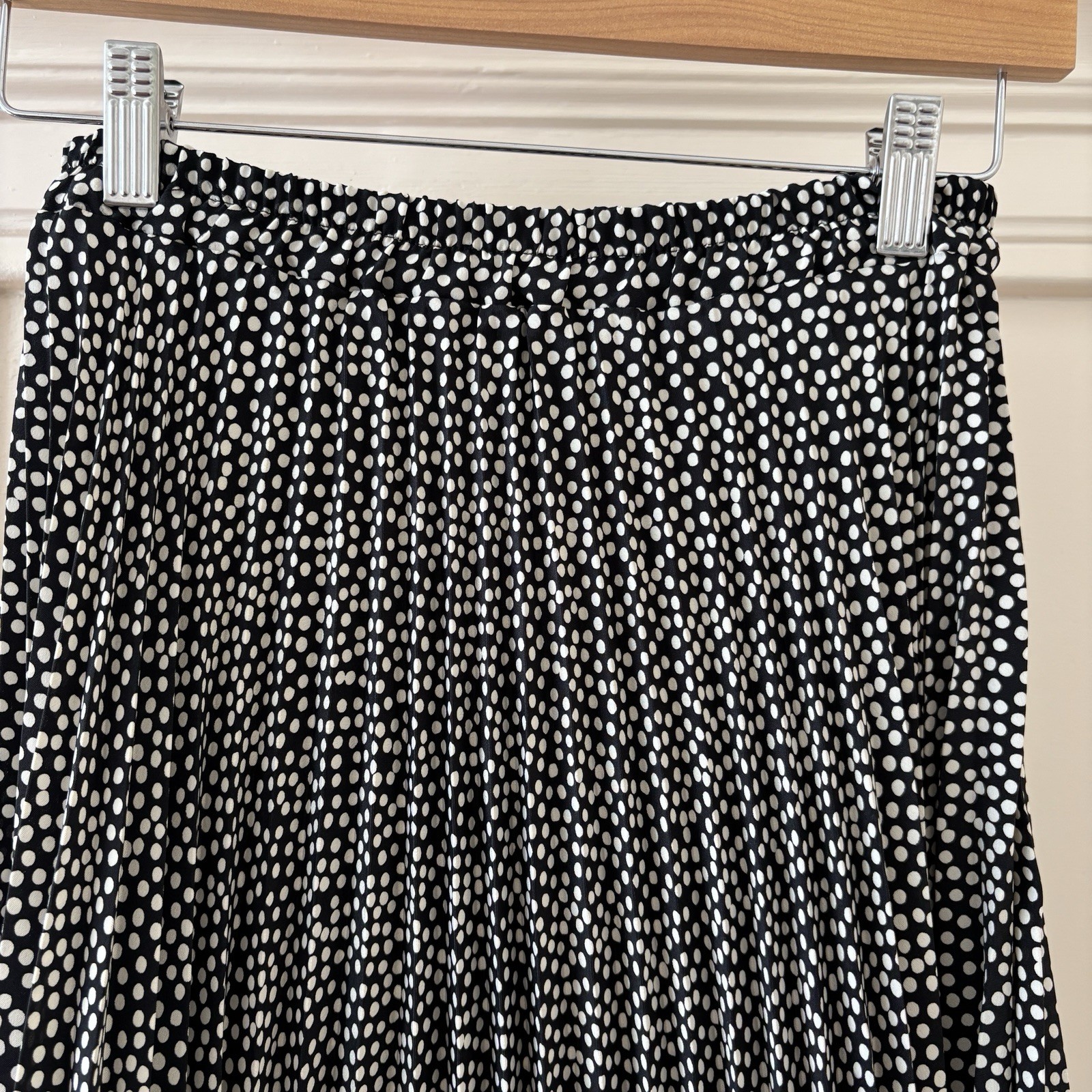 Pleats Pleated 80s Vintage Polka Dot Midi Skirt by Signe Incognito MEDIUM