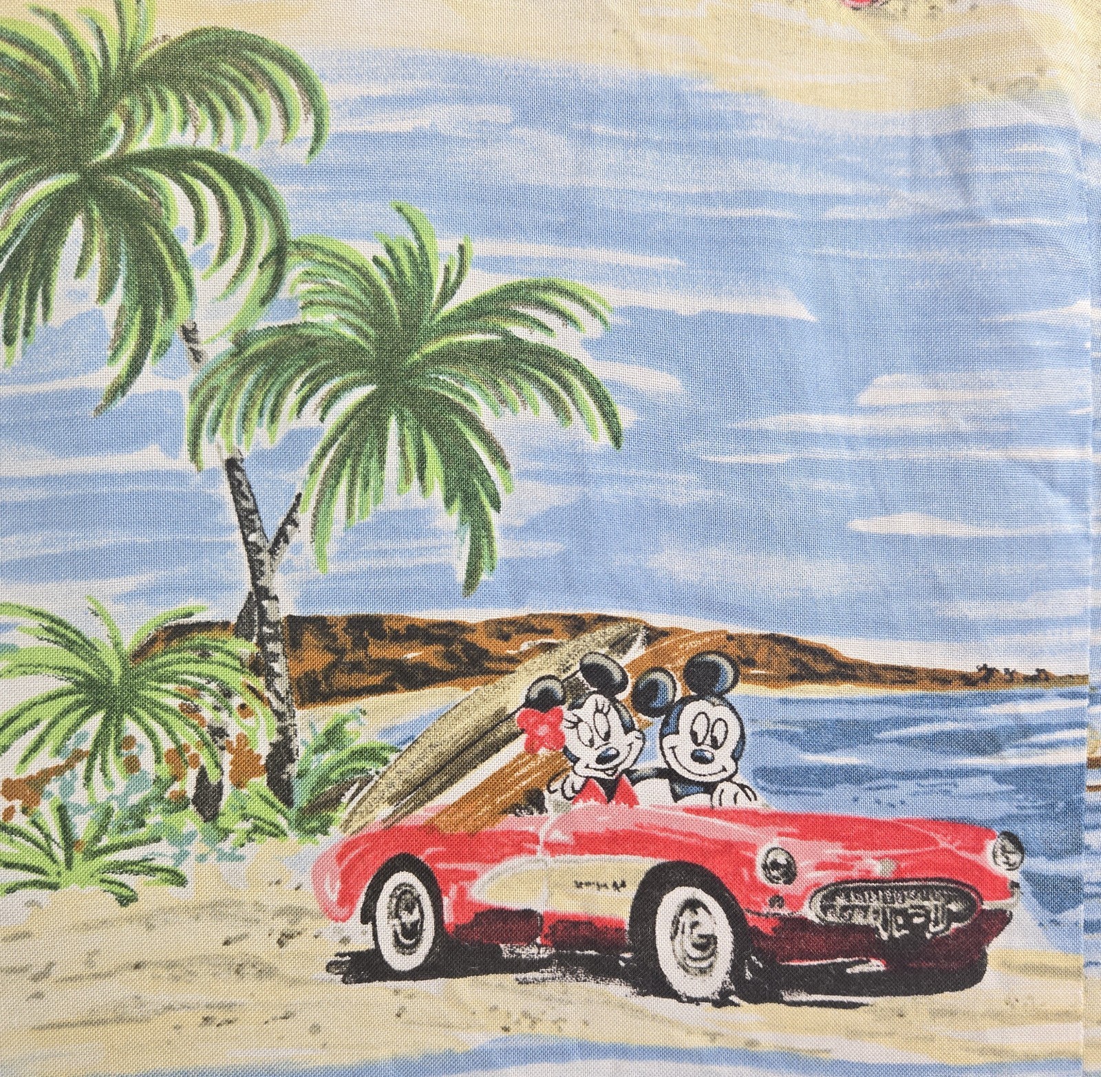 Disney Catalog Dress Size Large Maxi Classic Car Hawaiian Beach Mickey Minnie