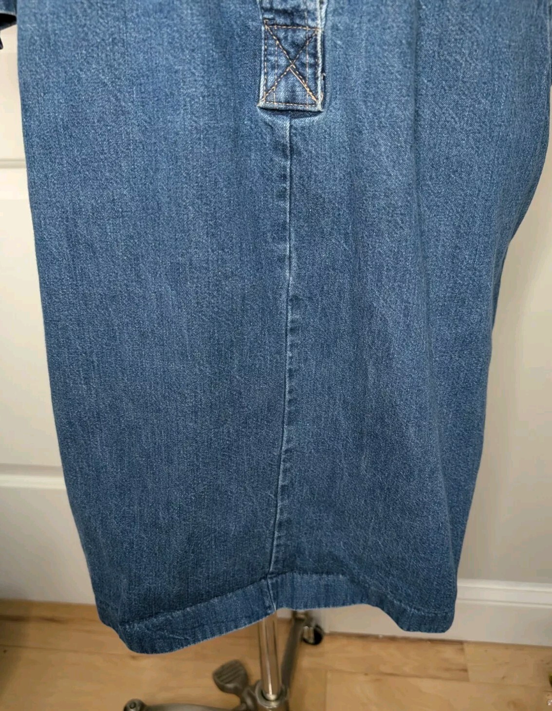 Vintage 1980s IDEAS Denim Jumpsuit Made In USA Medium Excellent Snap 3/4 Sleeves