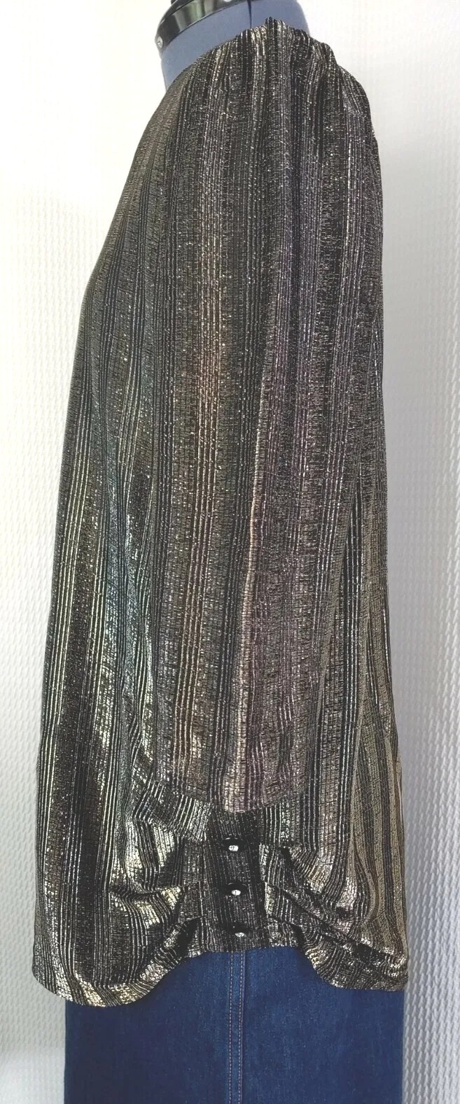 Vintage Jenny Gold & Black Metallic Striped Top Size 14