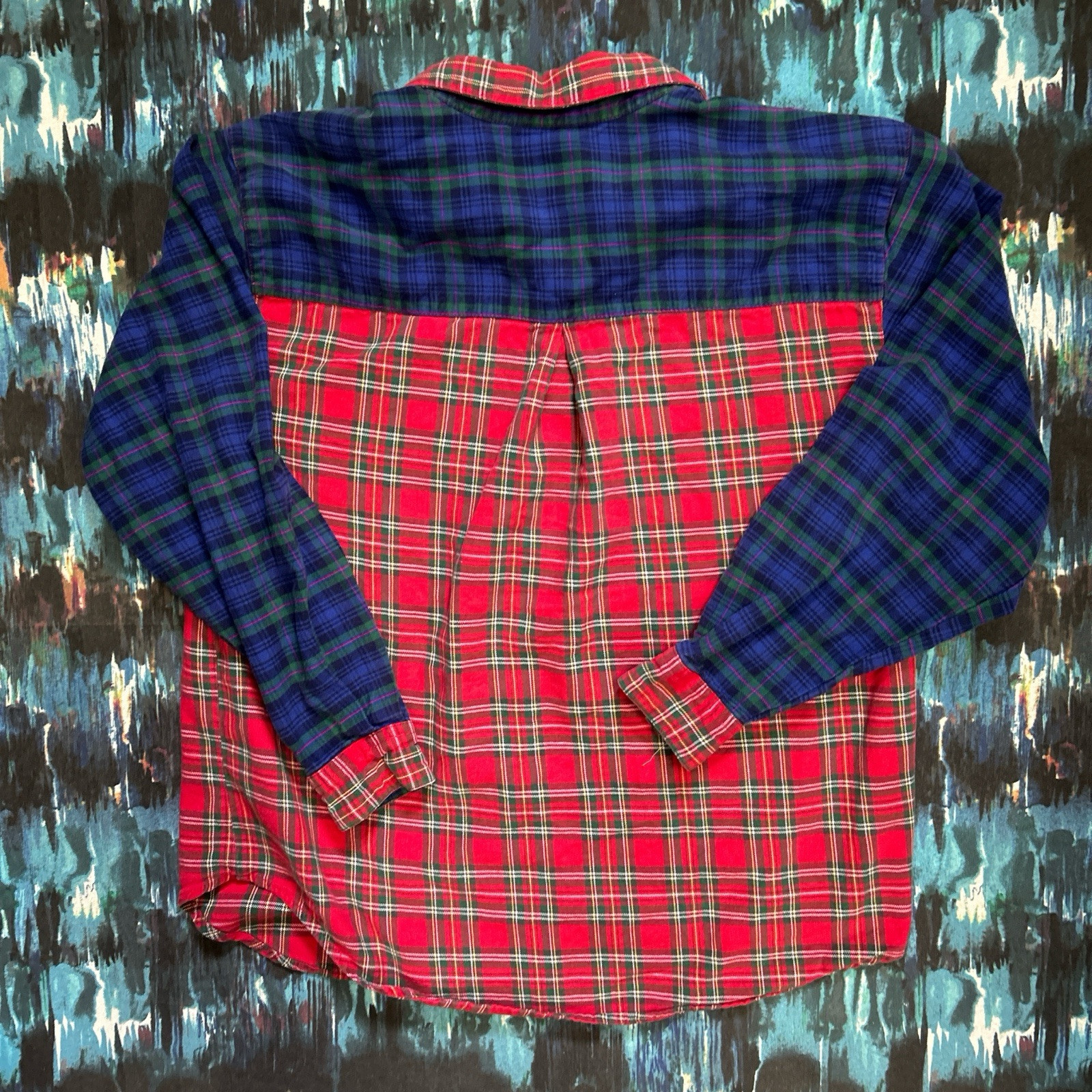 Vintage 80s Boundary Waters Flannel Shirt Contrast Patchwork Size 8 Women’s