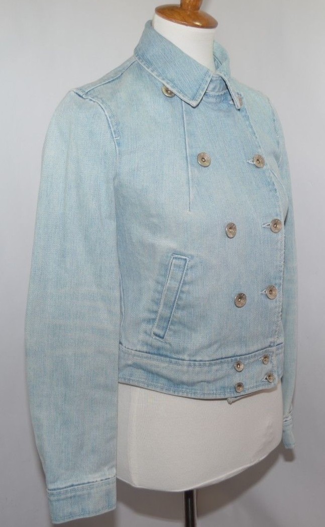 VTG Armani Exchange Stone Washed Button Down Jean Denim Jacket Womens S
