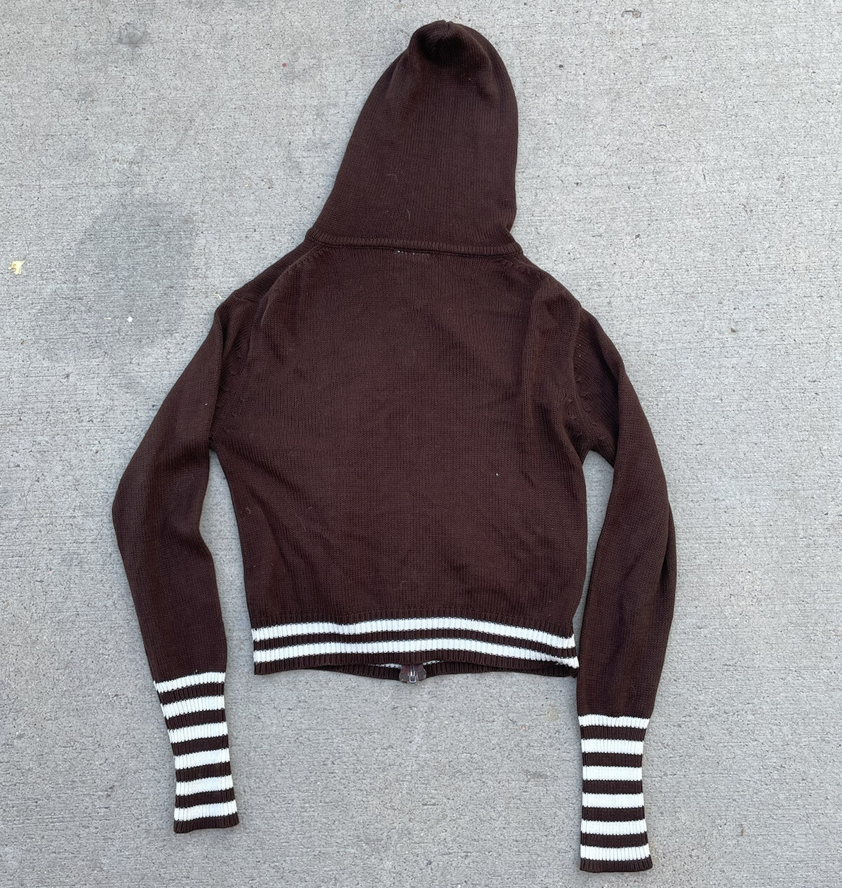 Vtg Hand Loomed Full Fashioned Zip Sweater Knit Sweatshirt Women’s Hoodie Large