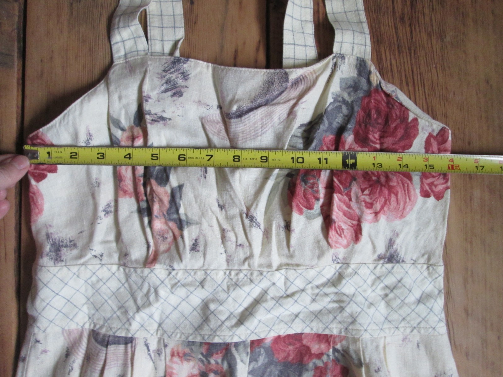 Vintage Carol Anderson California 100% Linen Dress 10 Shabby Floral Sleeveless