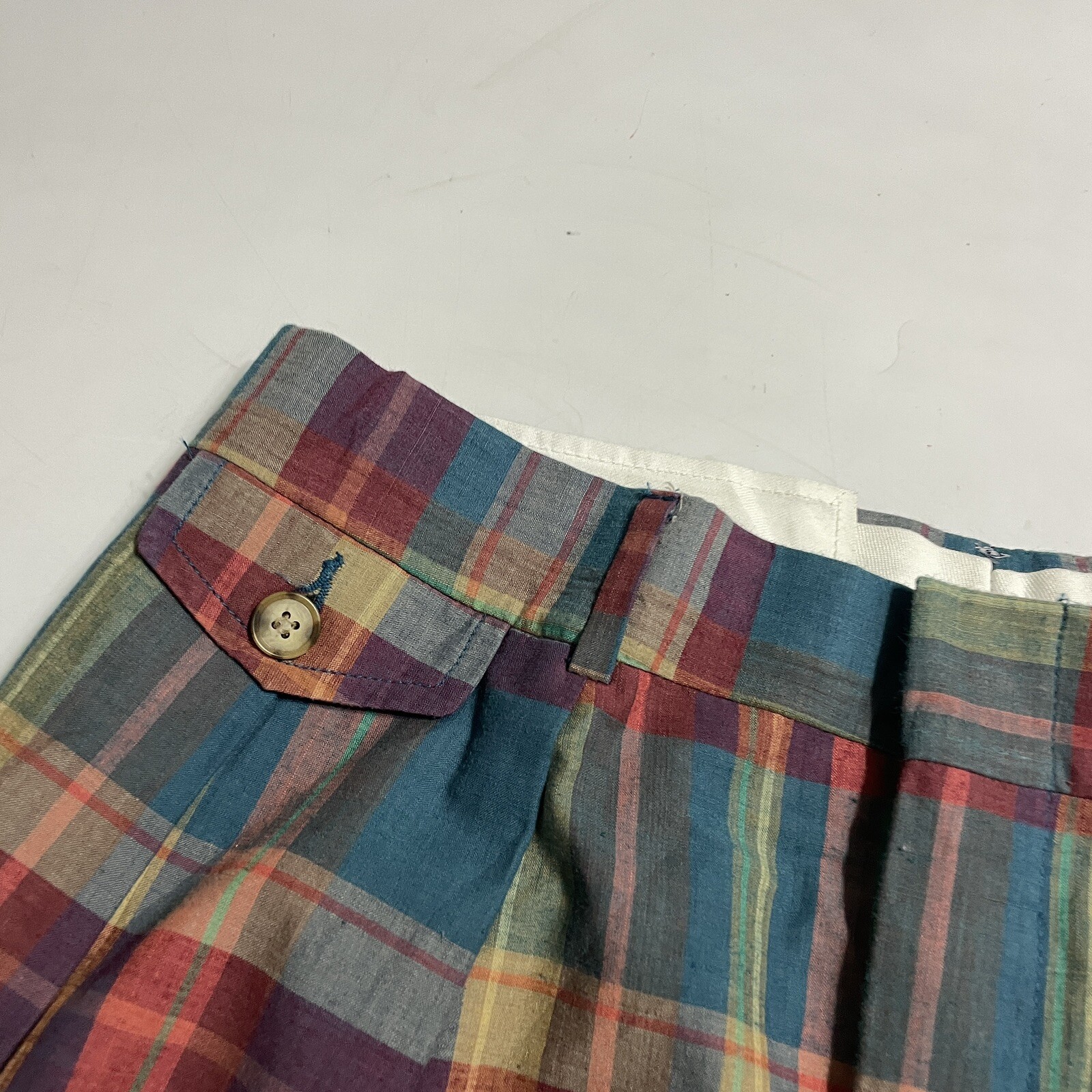 Vtg Plaid Breeches Brand Pants Pleated Cuffs Size 28 x 26