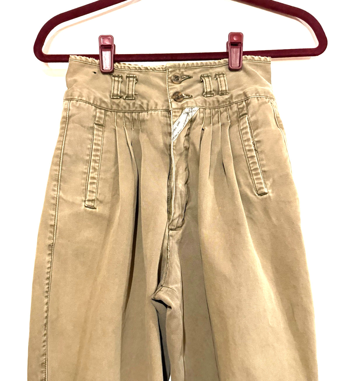 Vintage Y2K Jordache High Waist Jeans Khaki Barrel Leg Size 7/8 Pleats Mom Jeans