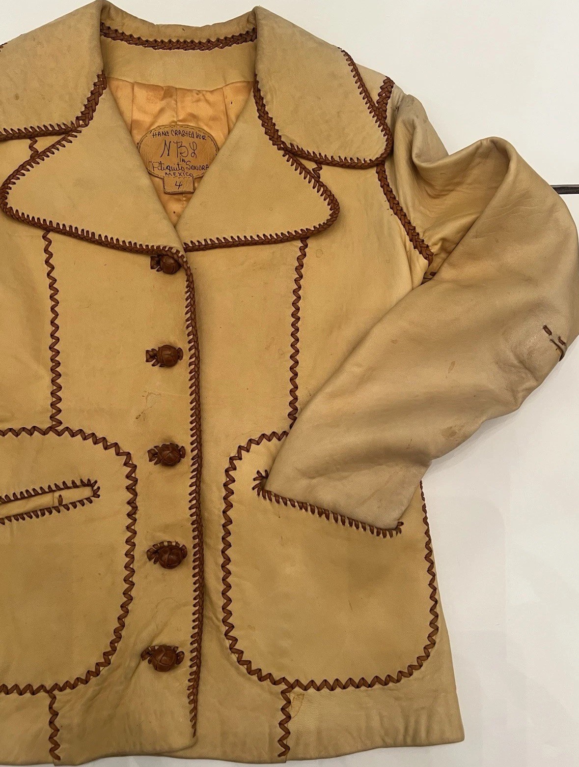 Women NBL North Beach Leather Jacket Coat Whipstitch Hippy Vtg 60 70s Rock Era ￼