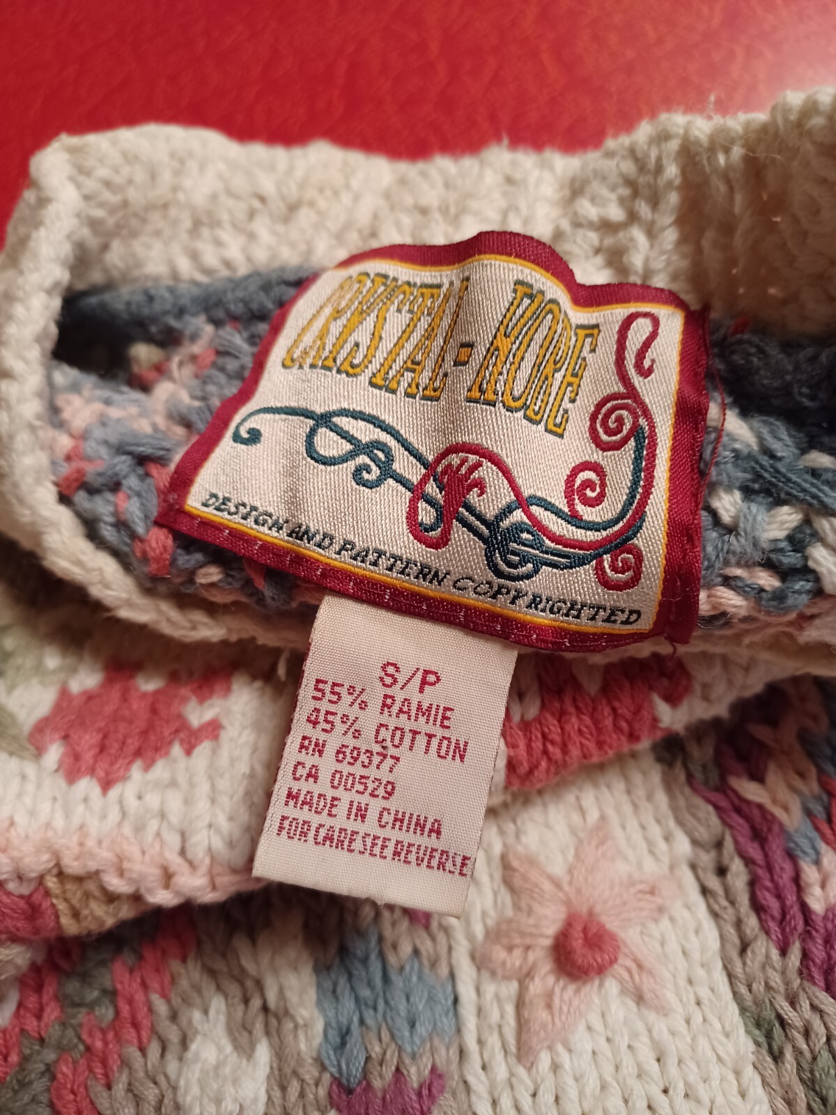 Vintage ’80s ’90s Crystal Colby Sweater Cottagecore 3-D Knit Cotton Unique S