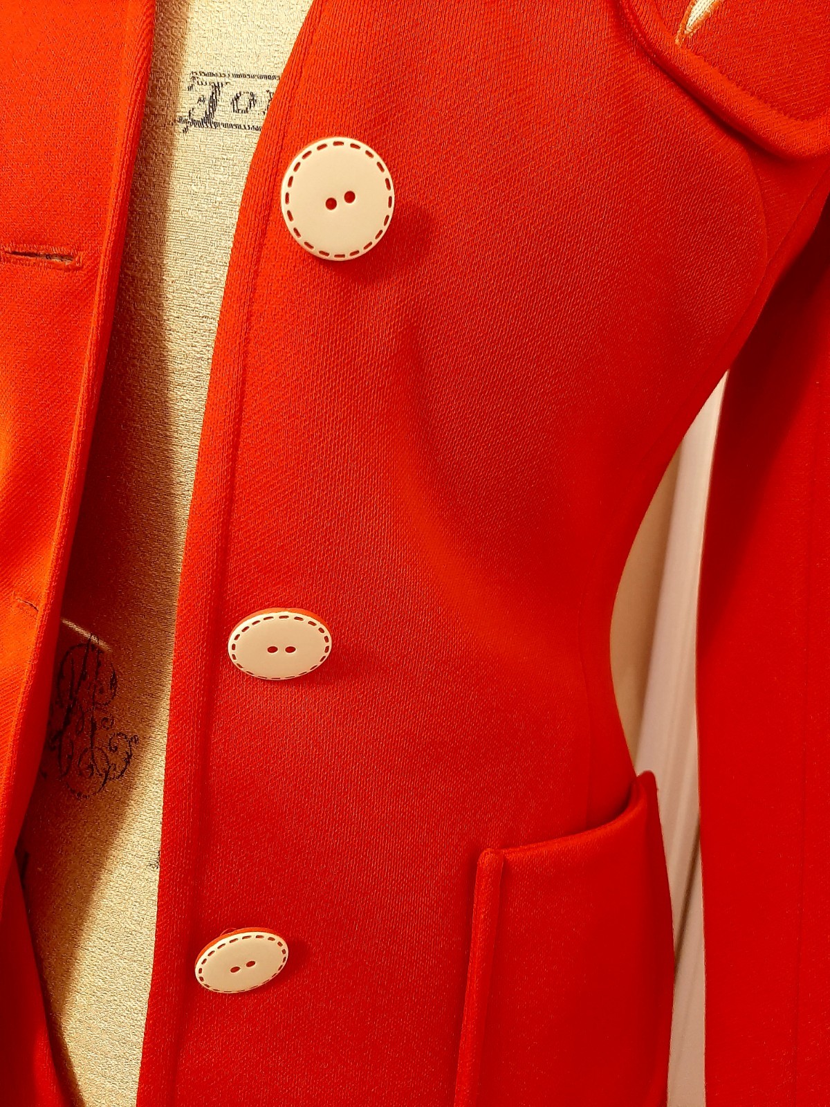 Red Vintage Jacket and Pants Casual Set for Women