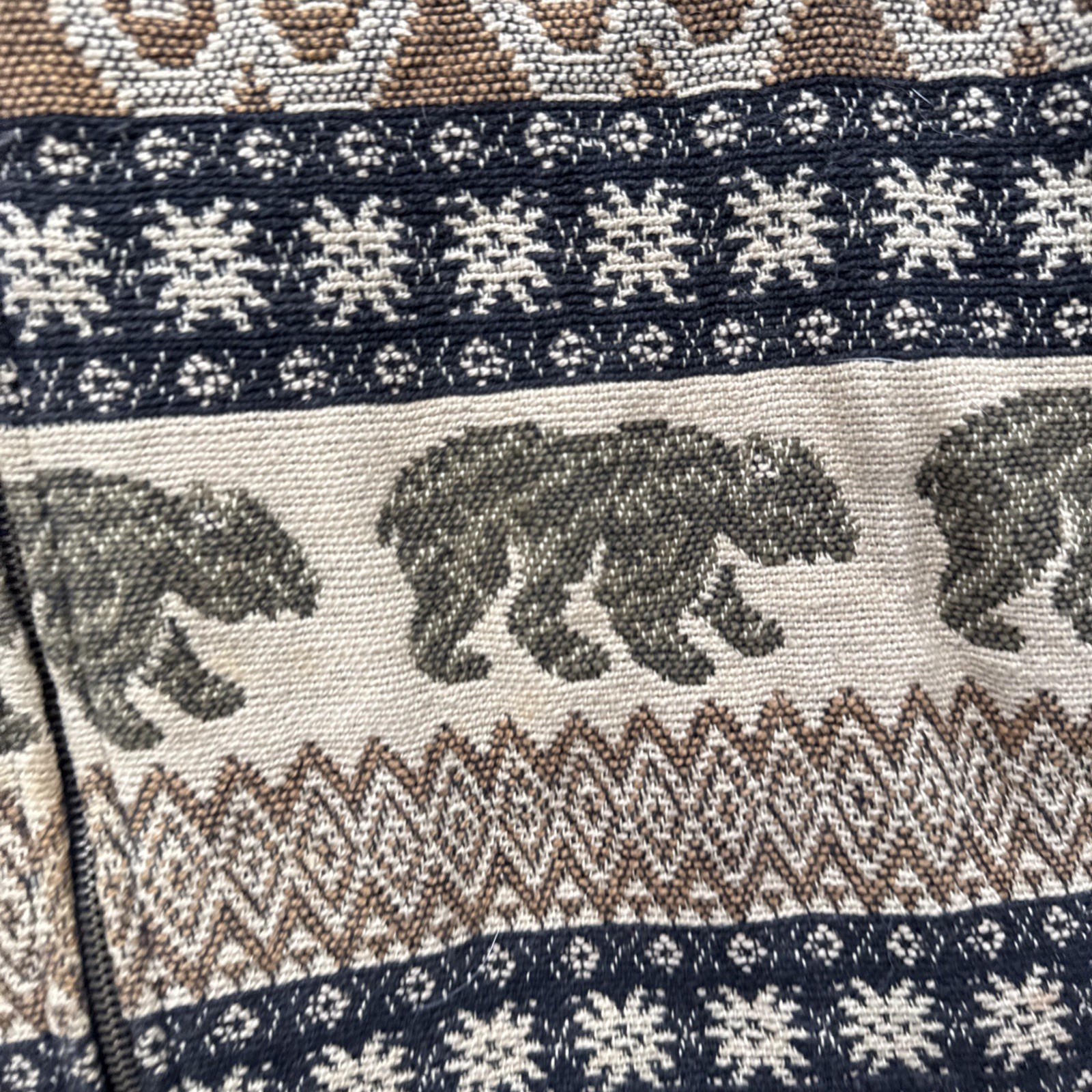 VTG Women 2X Tapestry Jacket Bear Flashback Woven Cabin Gorp Granny Core Sweater