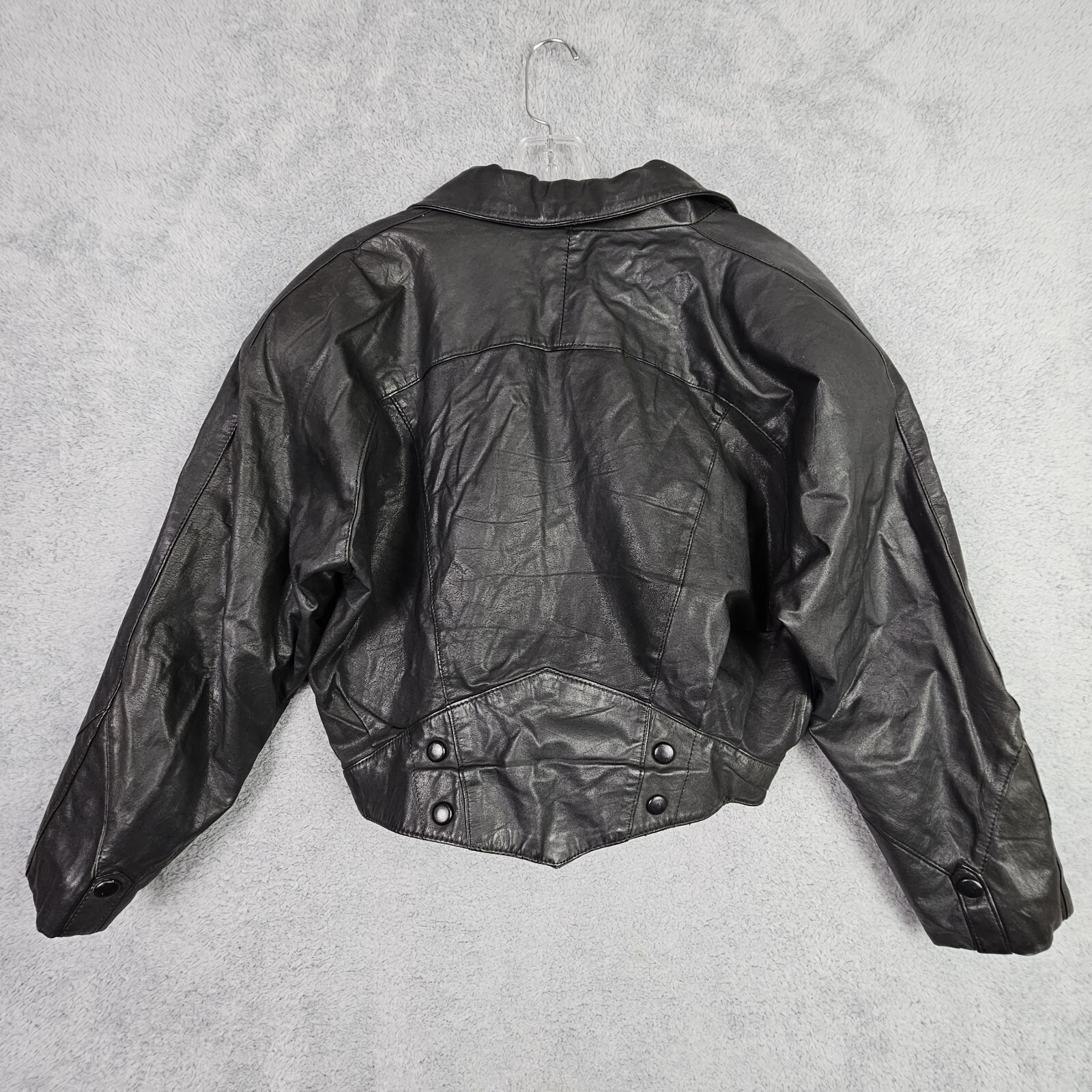 Vtg Wilsons Womens Leather Crop Jacket L Black Moto Biker Gothic Punk