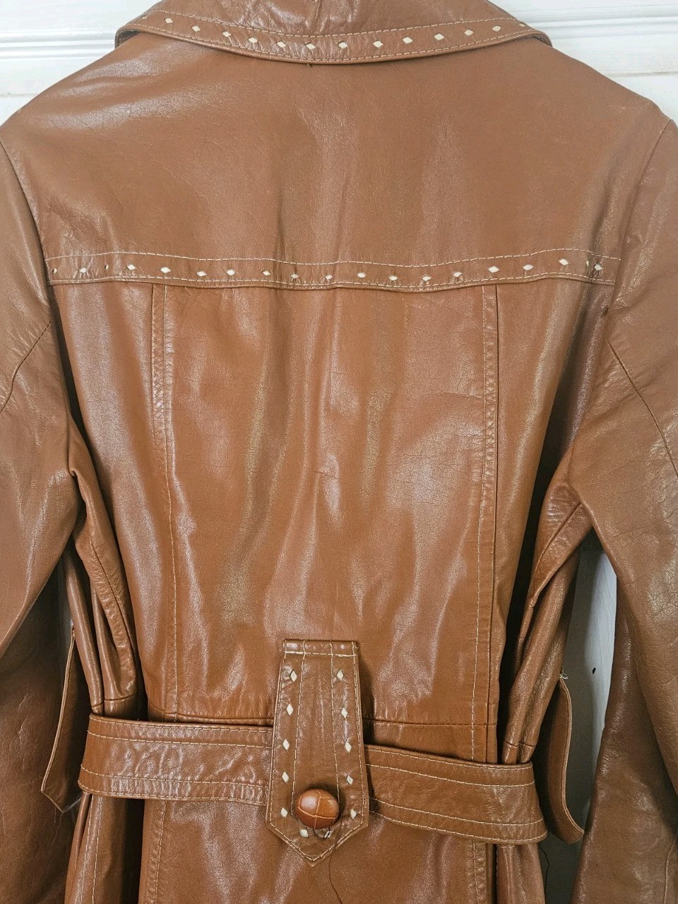 VTG Montgomery Ward The Tannery Women’s Leather Trench Coat Size 9/10