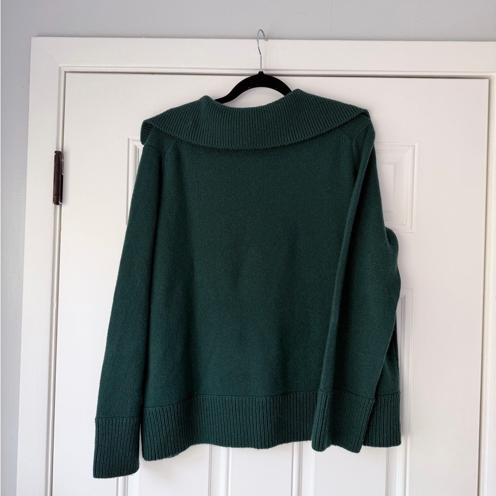 VINCE EASY JOHNNY COLLAR SWEATER MALACHITE green size XL wool cashmere v-neck