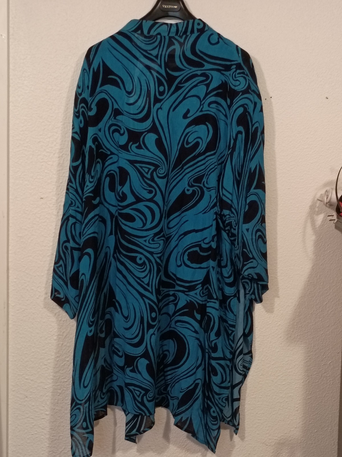 Vintage Mamta Blouse Dress Blue & Black Swirl Pattern Women’s One Size Fits All.