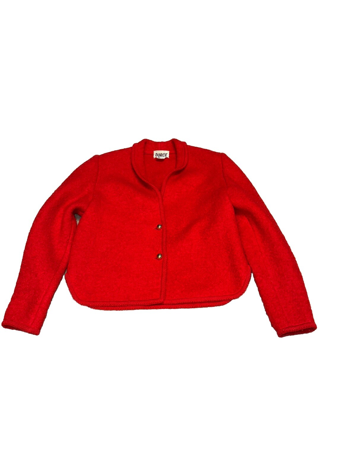 Vintage Dorce 100% Wool Button Down Red Christmas Blazer Sweater Size Medium
