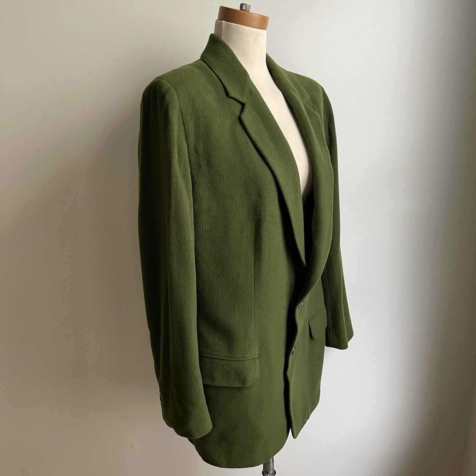 Vintage 1990s DKNY Wool Cashmere Blazer Green Two Button Hong Kong Size 10