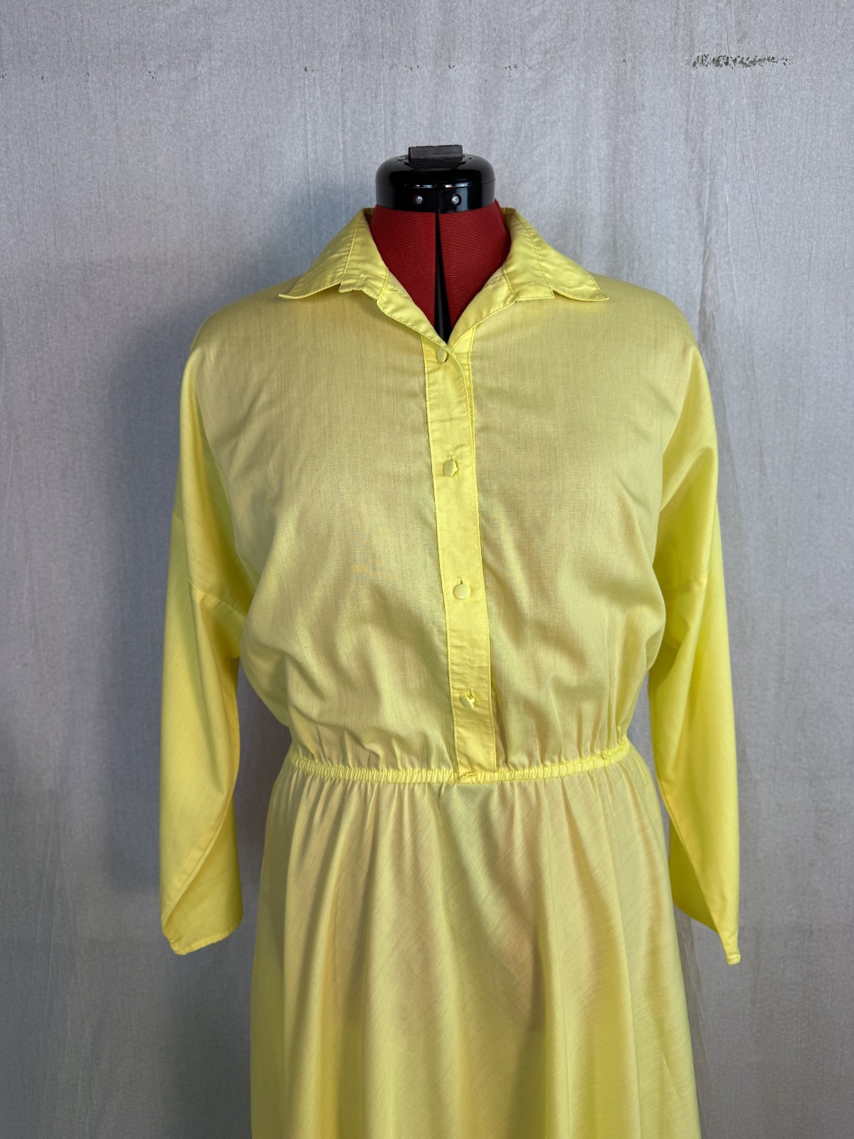 Vintage The American Shirt Dress 80s Yellow 50s Style fit & flare Size 8 M F728