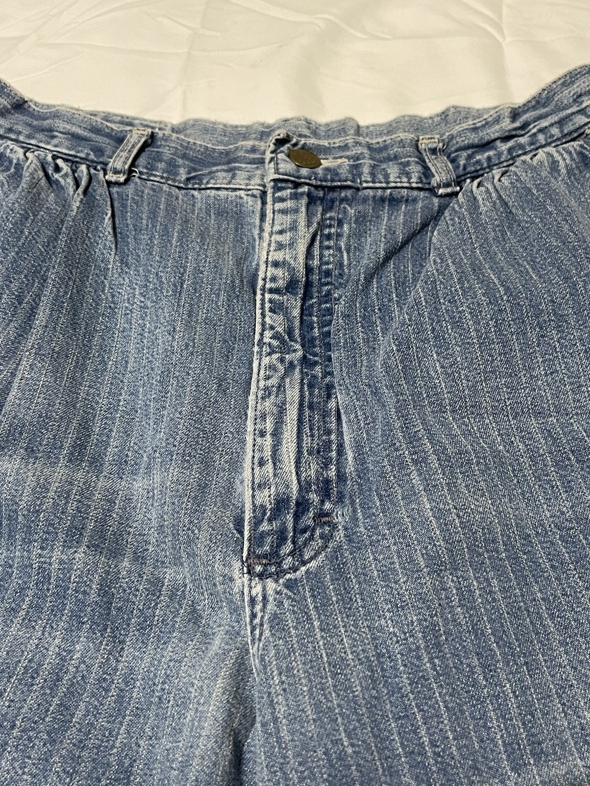 Vtg 80s Lee Riders Pinstripe Jeans High Waisted Union Made USA Mom Denim 16