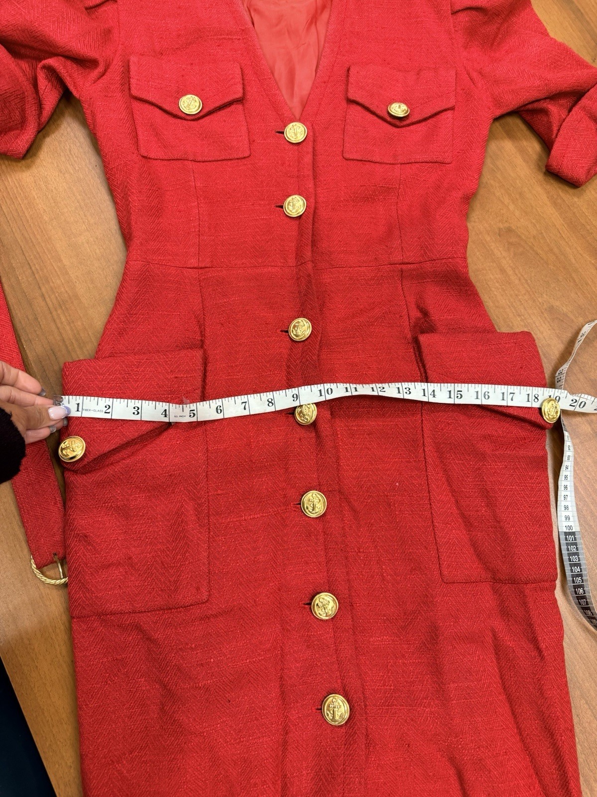 Vintage Isabelle AllardParis Red Nautical Dress AnchoGold Buttons Belted France
