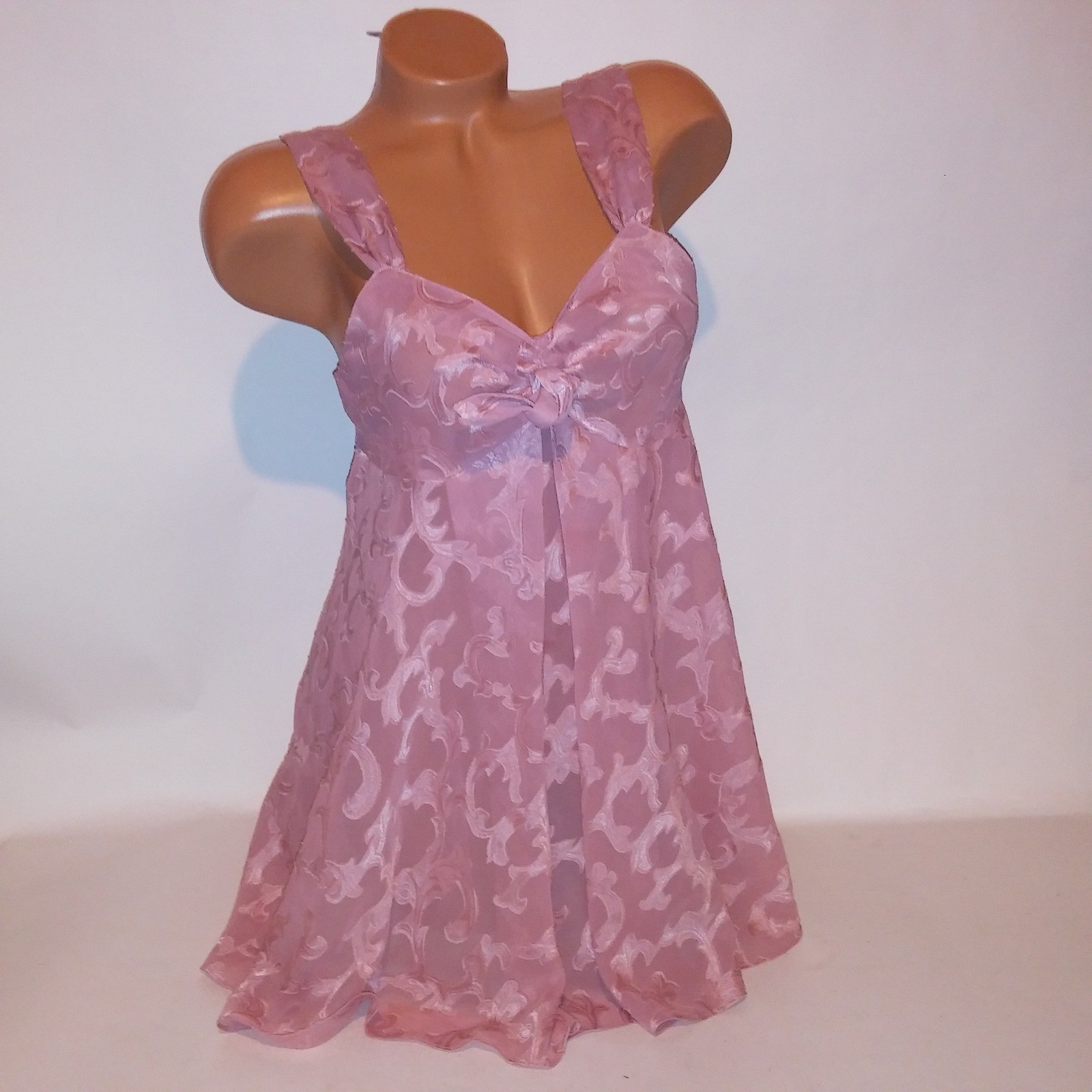 Vintage Victoria Secret Lingerie Chemise Slip Babydoll Small Pink Gold Label