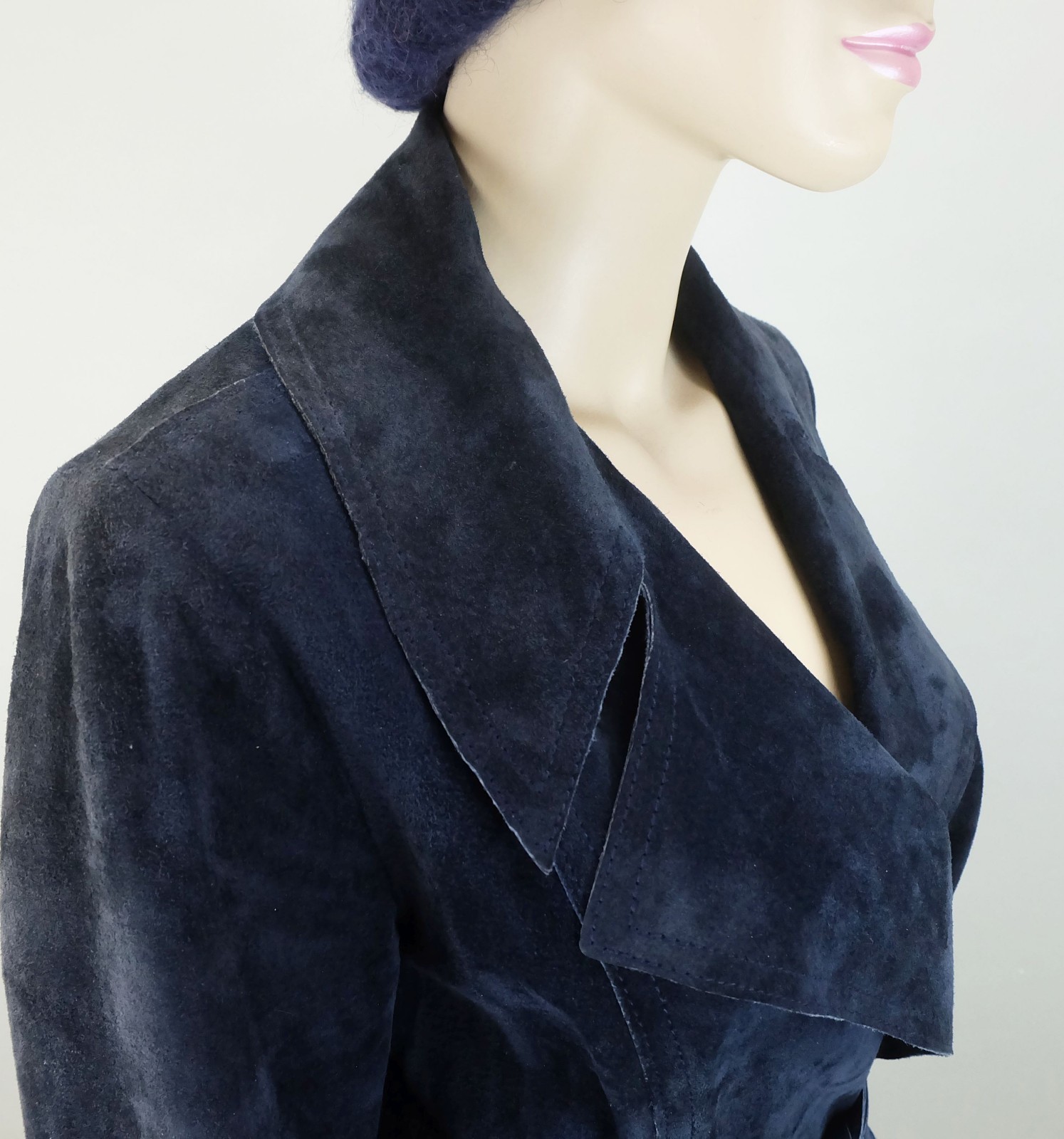1970s Blue Suede Coat Size 38 True Vintage