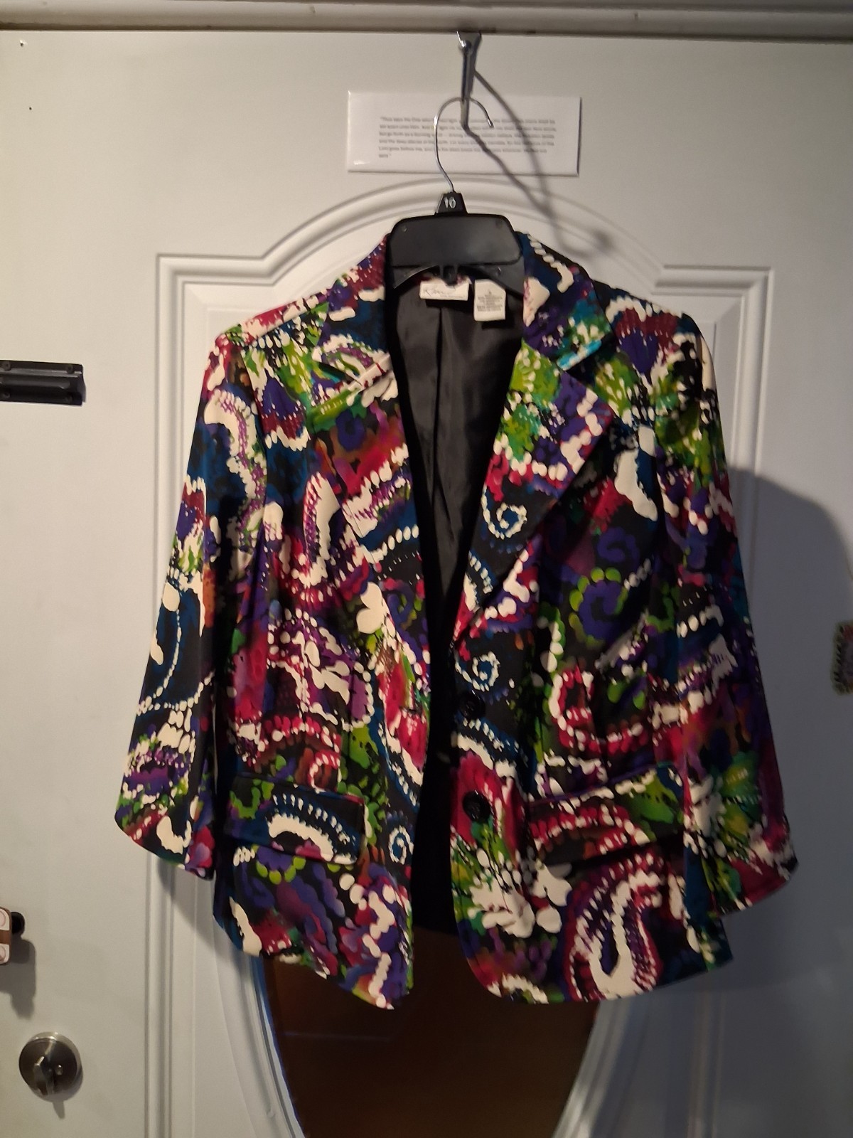 Vintage Abstract Paisley Multicolor Kim Rogers Blazer Jacket Womens Size Small