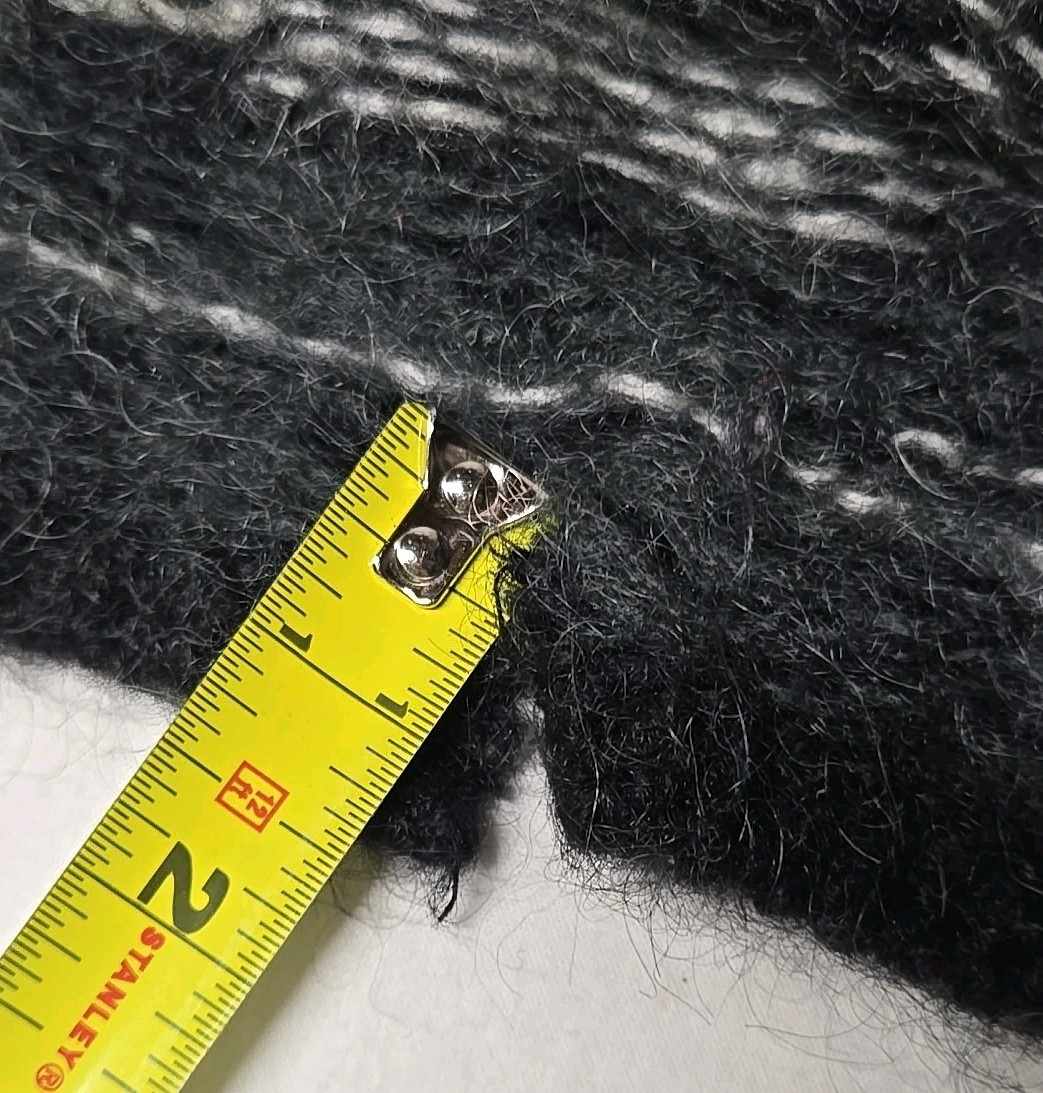 Vintage Boundary Waters Mohair Black White Striped Houndstooth Buttons Sweater