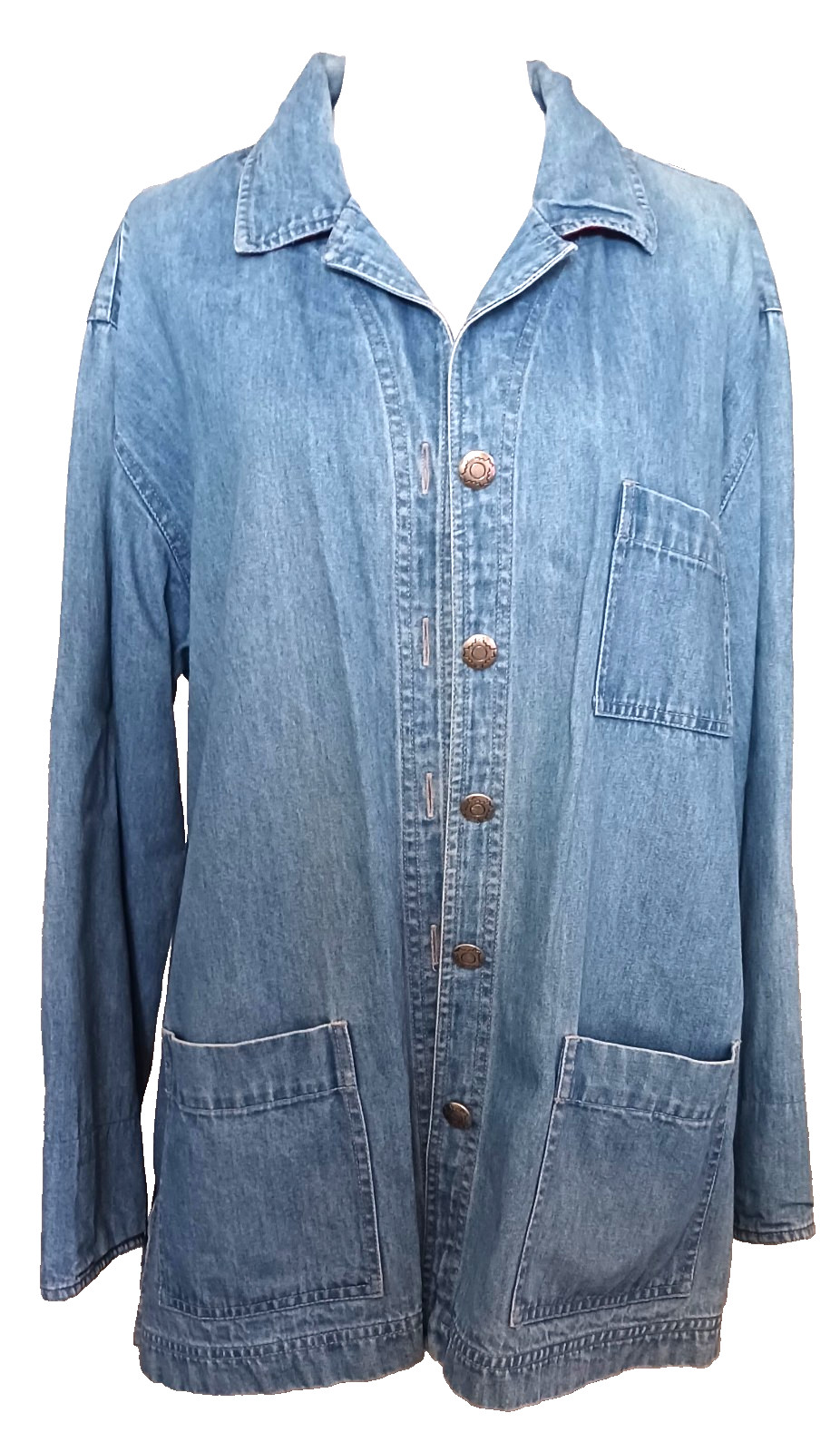 VTG Denim Jacket/Shirt Women’s Plus Size Tribal Slitweave Embroidery Ethnic Boho