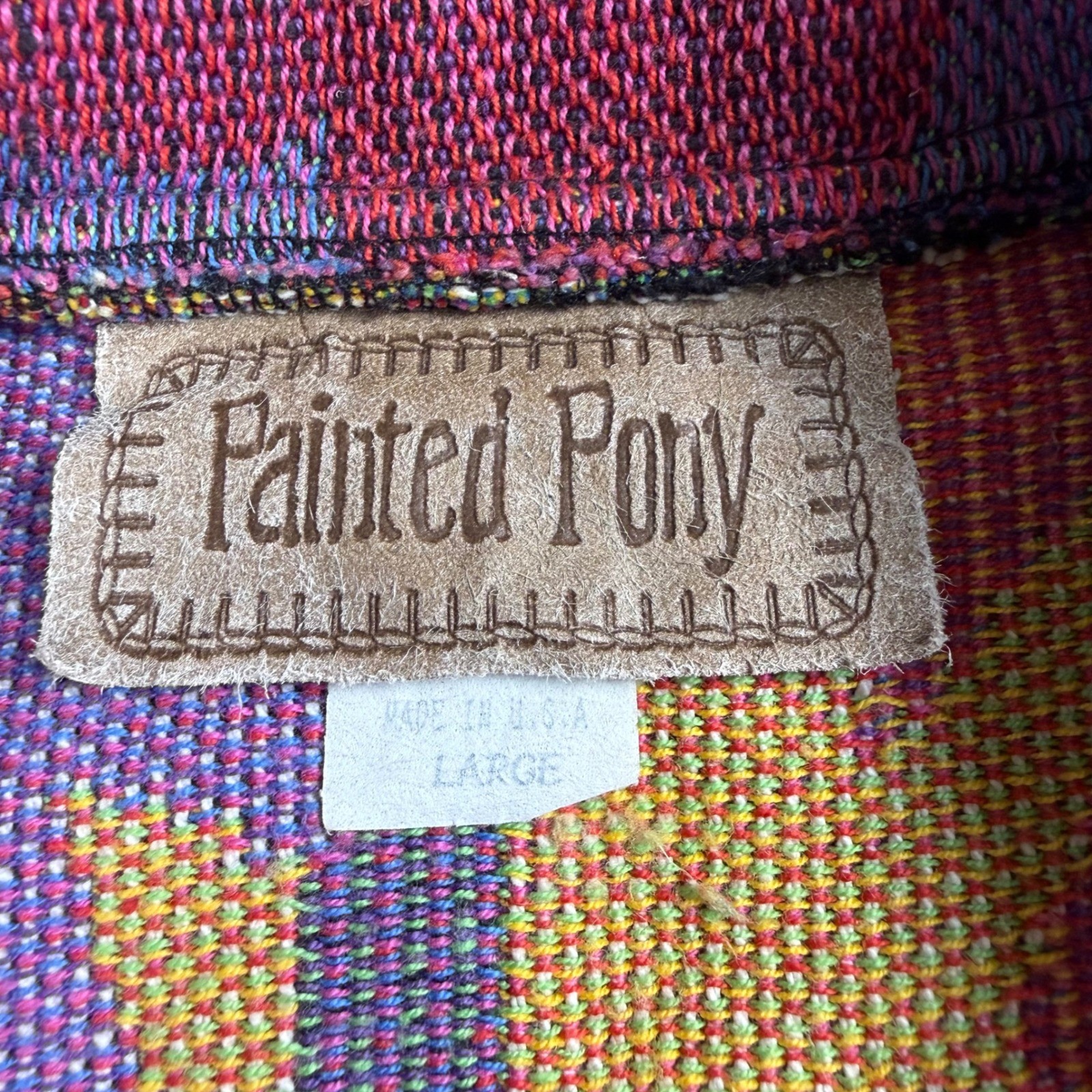 Painted Pony Tapestry Jacket Womens Large Flamingo Tropical Vintage 90s Cropped