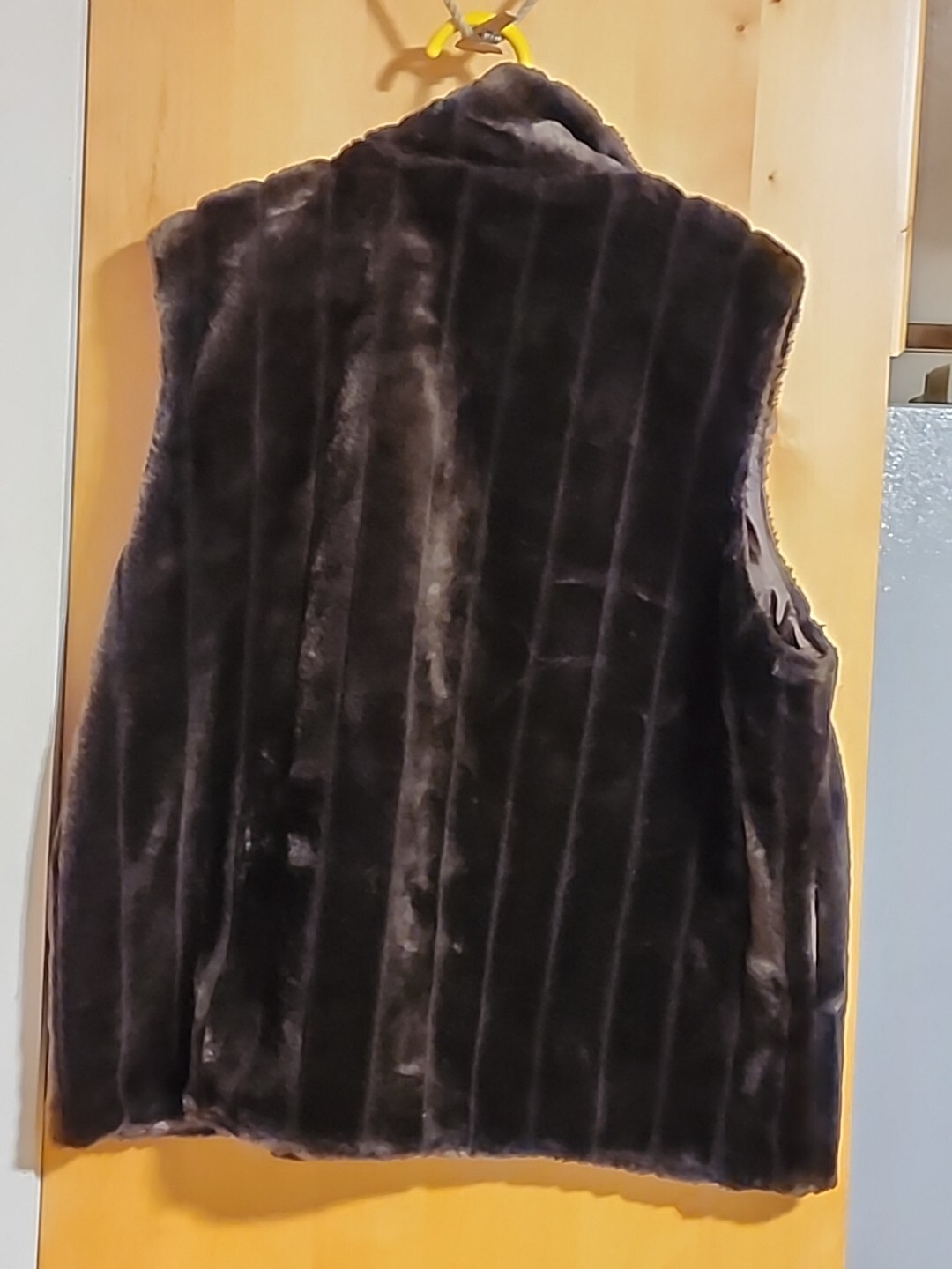 VTG Faux Fur Vest Women’s Full Zip DARK Brown Black Sleeveless sz XL Big&Tall