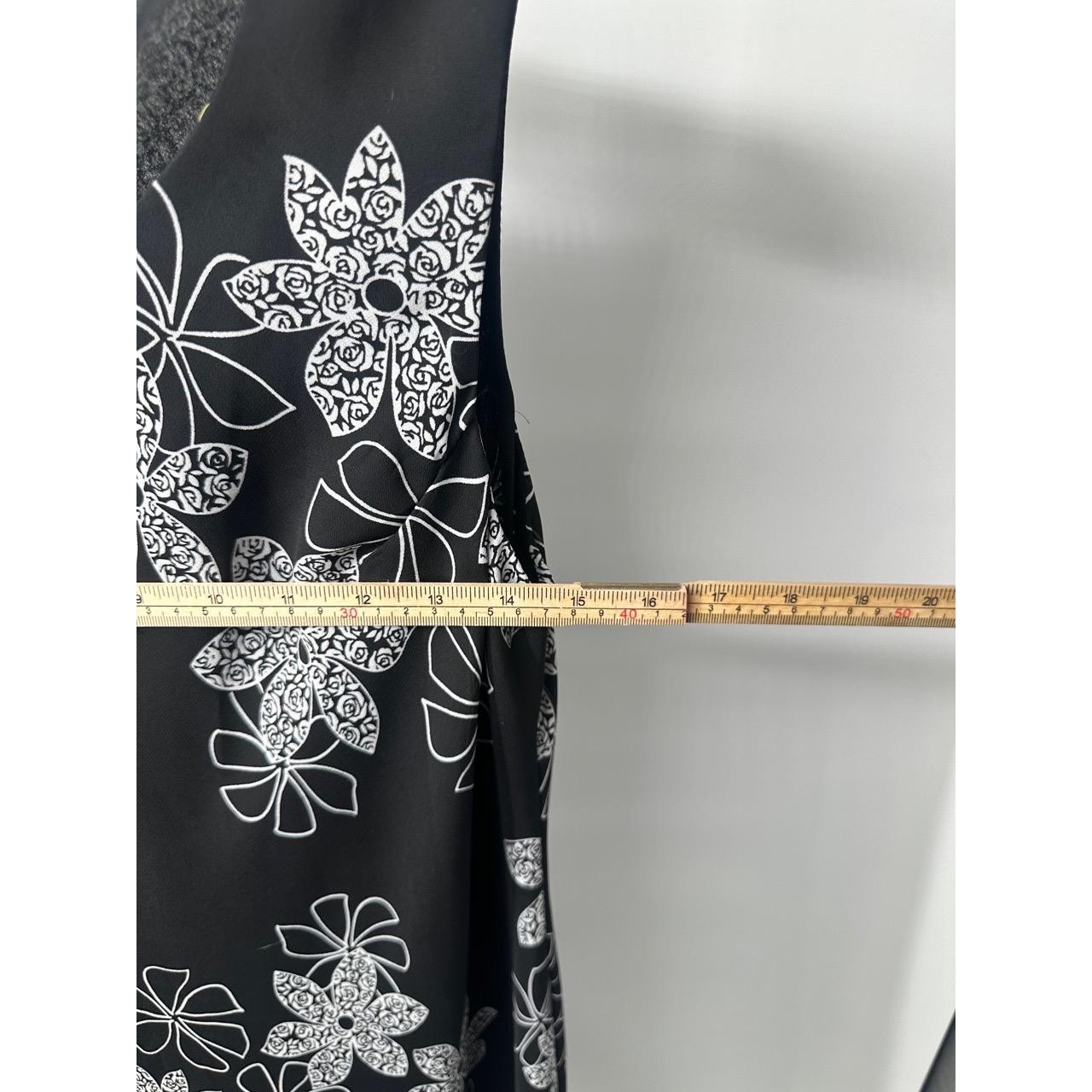 Studio I Black Floral Pattern Vintage Y2K Sleeveless Dress Size 16