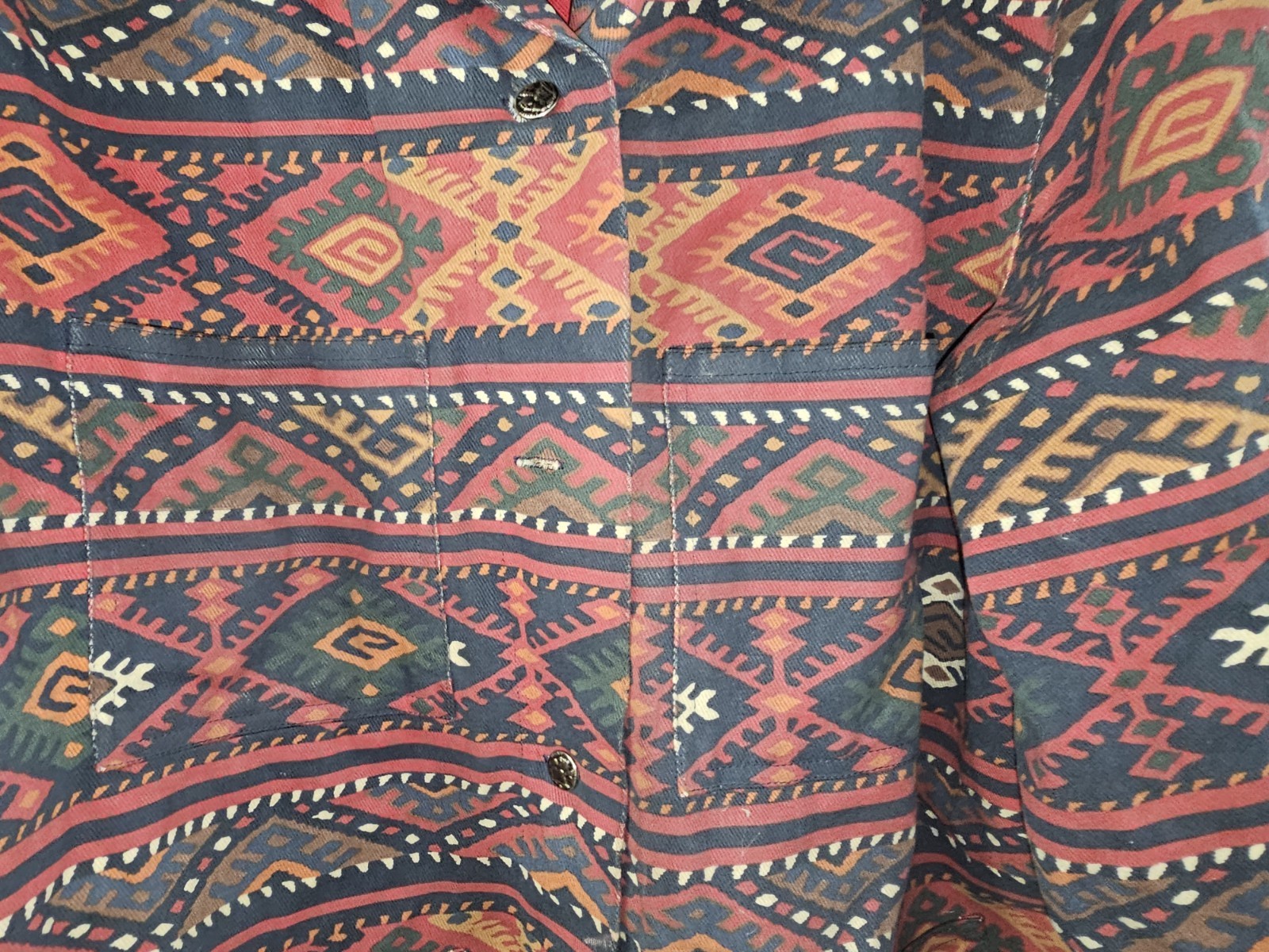 Cambridge Dry Goods Southwest Aztec Jacket Flannel Lined Suede Geometric 1980s