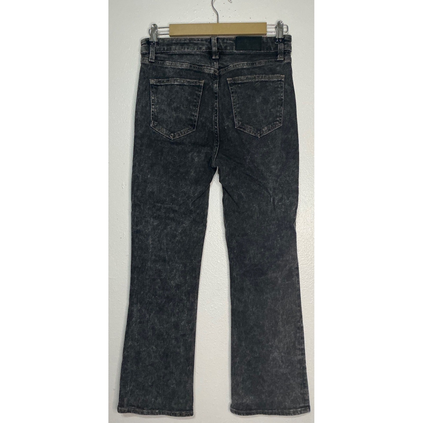 Pistola Lennon High Rise Boot Cut Cropped Black Acid Wash Ankle Jeans 26 Grunge