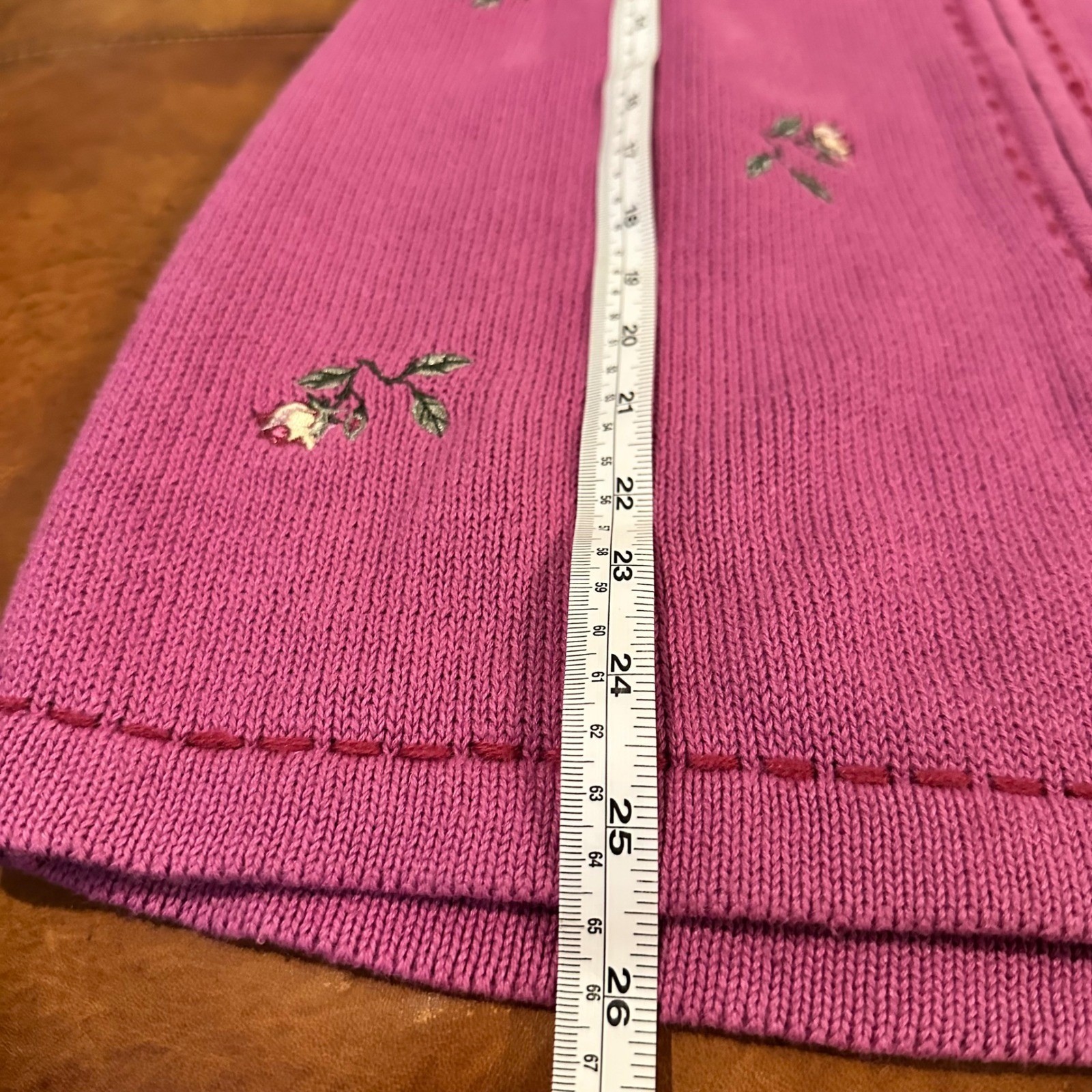 VTG Large Magenta Purple Floral Embroidered Zip Up Sweater Vest Cottagecore Twee