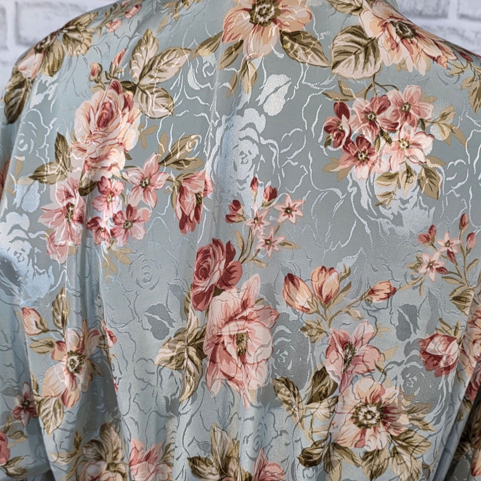 Expressions Vintage Liquid Satin Floral Maxi Robe Bridgerton Bridal Lace Duster