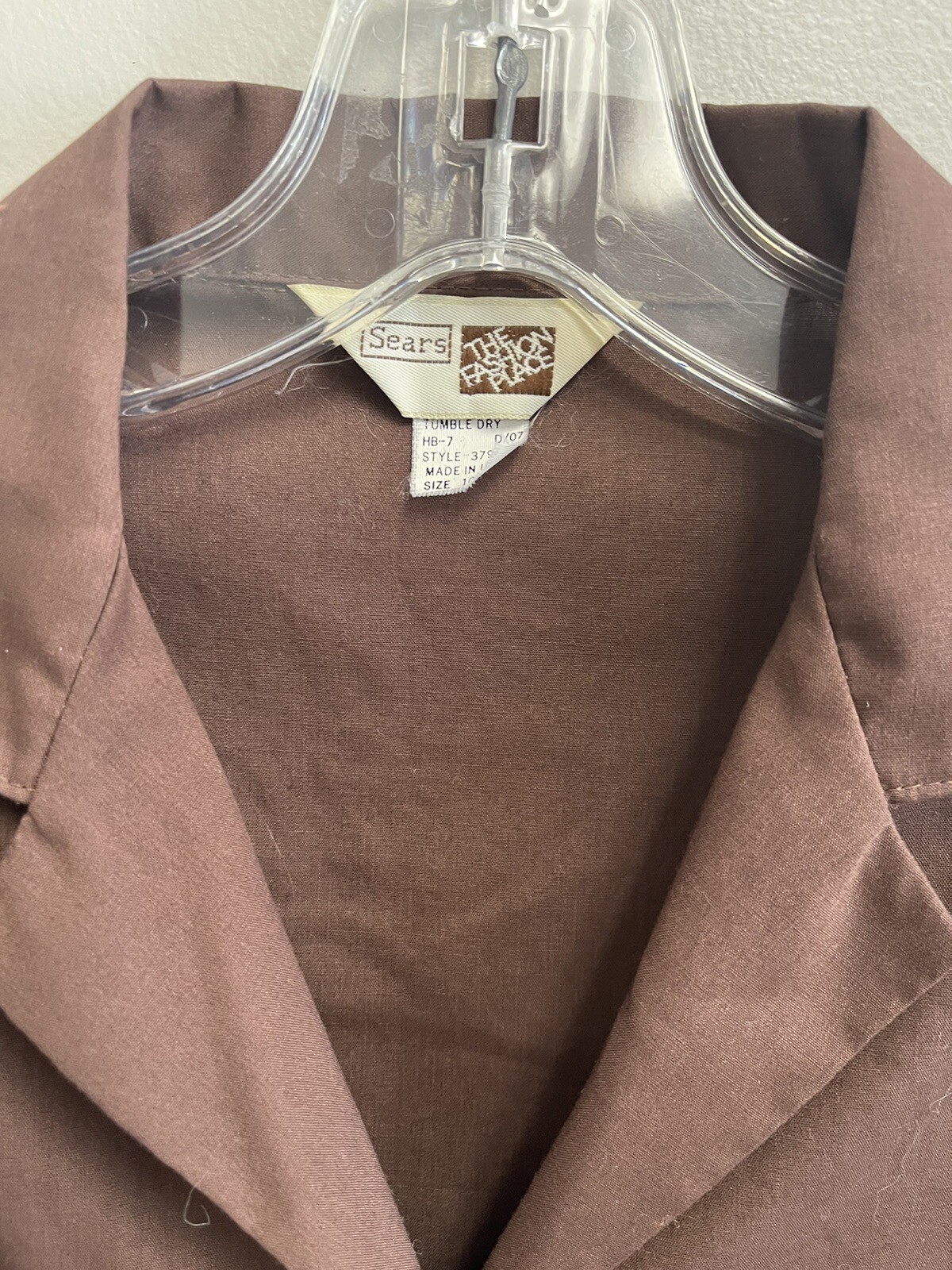 Vintage 70’s Sears Brown Button Up Ladies 10 Small Blouse Secretary Grandma