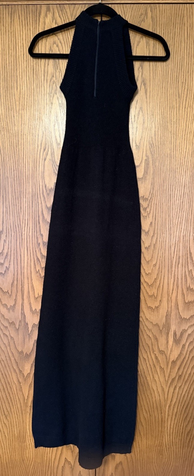 1970’s JON MICHEL Sequin Halter Black Wool Blend Knit Maxi Dress HONG KONG