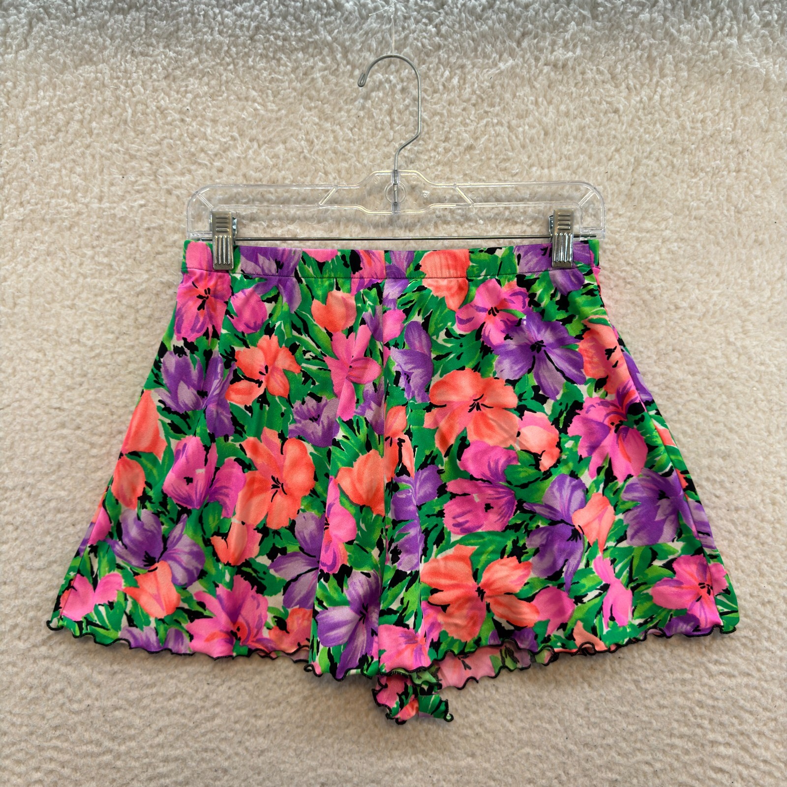 90s Vintage Swim Bottom Shorts 12 Large Colorful Neon Floral Retro Mod 70s 80s